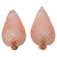 Set di 2 luci da parete Jewell rosa in vetro di Murano di Barovier&Toso, anni '50