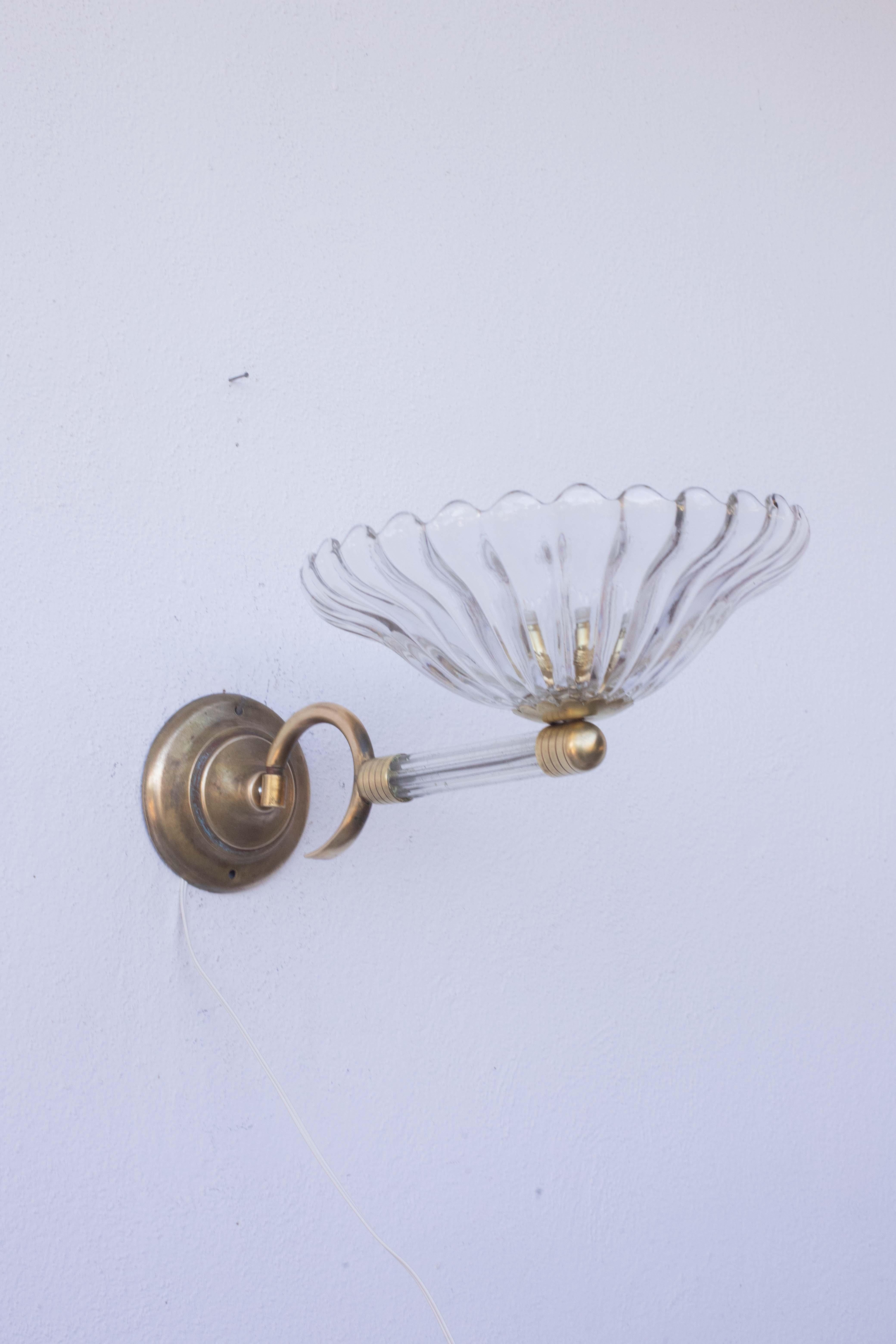Juego de 2 Apliques de Barovier & Toso Cristal de Murano, Italia, 1950 Europeo en venta
