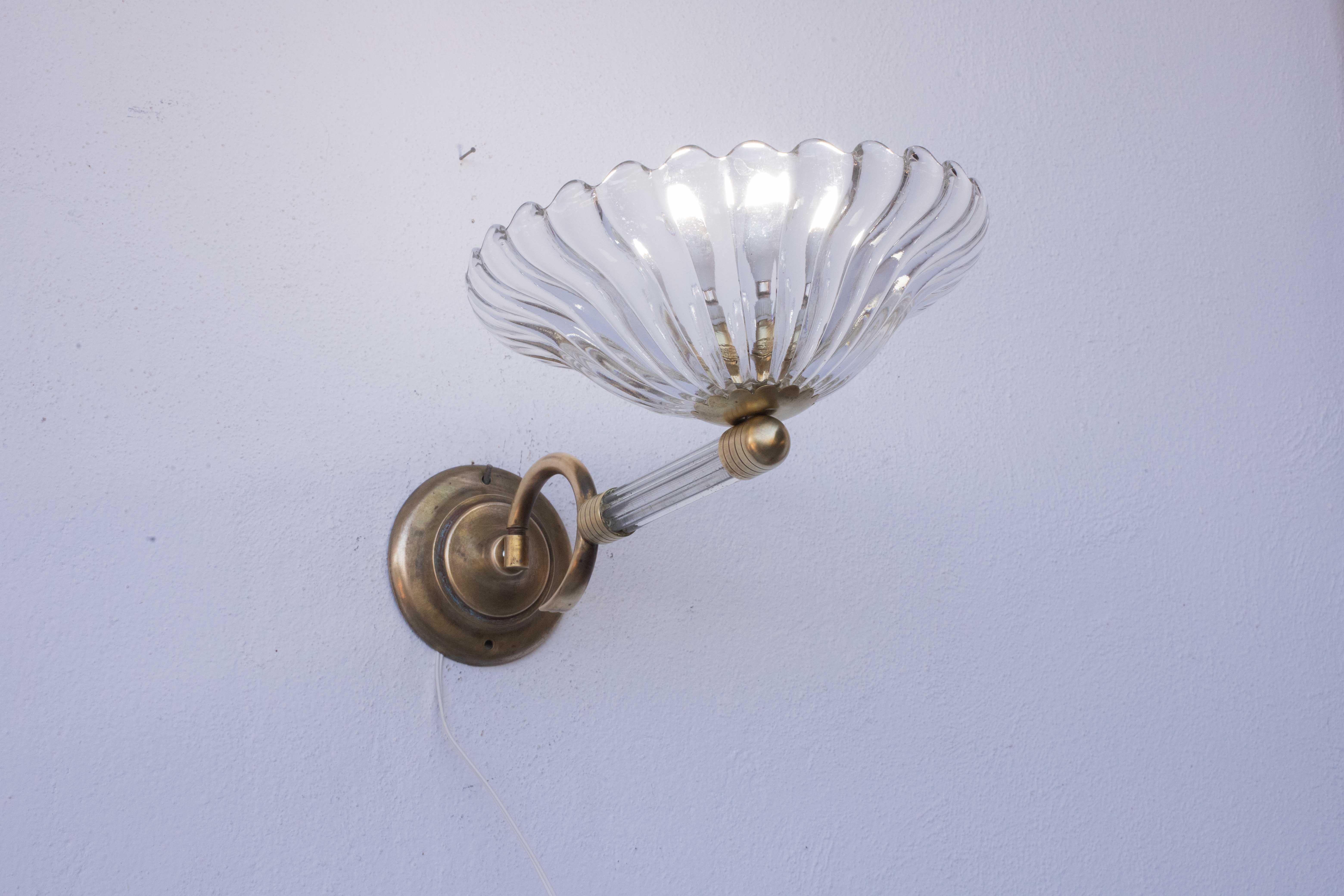 Juego de 2 Apliques de Barovier & Toso Cristal de Murano, Italia, 1950 en Bueno estado para la venta en Roma, IT