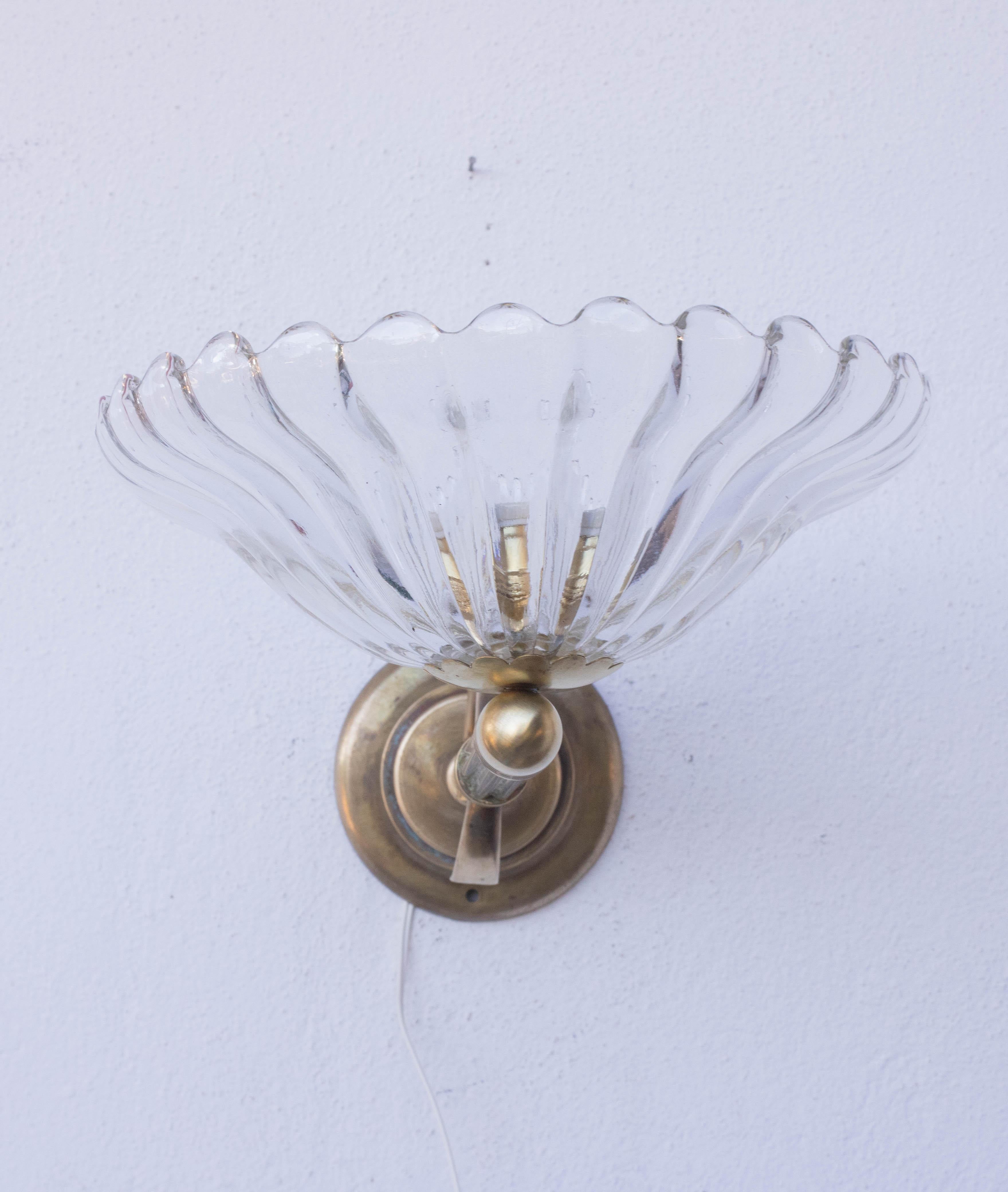 Juego de 2 Apliques de Barovier & Toso Cristal de Murano, Italia, 1950 mediados del siglo XX en venta