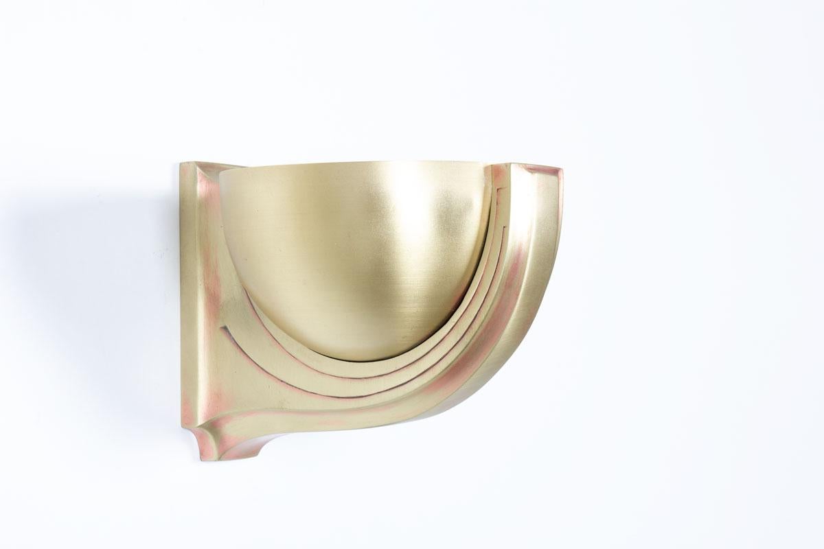 Set of 2 wall lights in copper-plated brass 1930 In Good Condition In JASSANS-RIOTTIER, FR