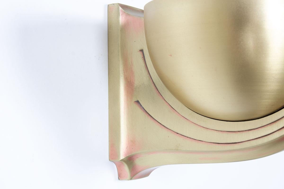 Brass Set of 2 wall lights in copper-plated brass 1930