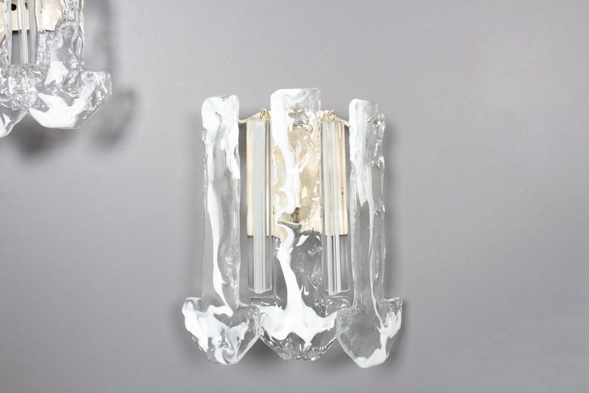 Set of 2 wall lights in Murano glass 1960 In Good Condition For Sale In JASSANS-RIOTTIER, FR
