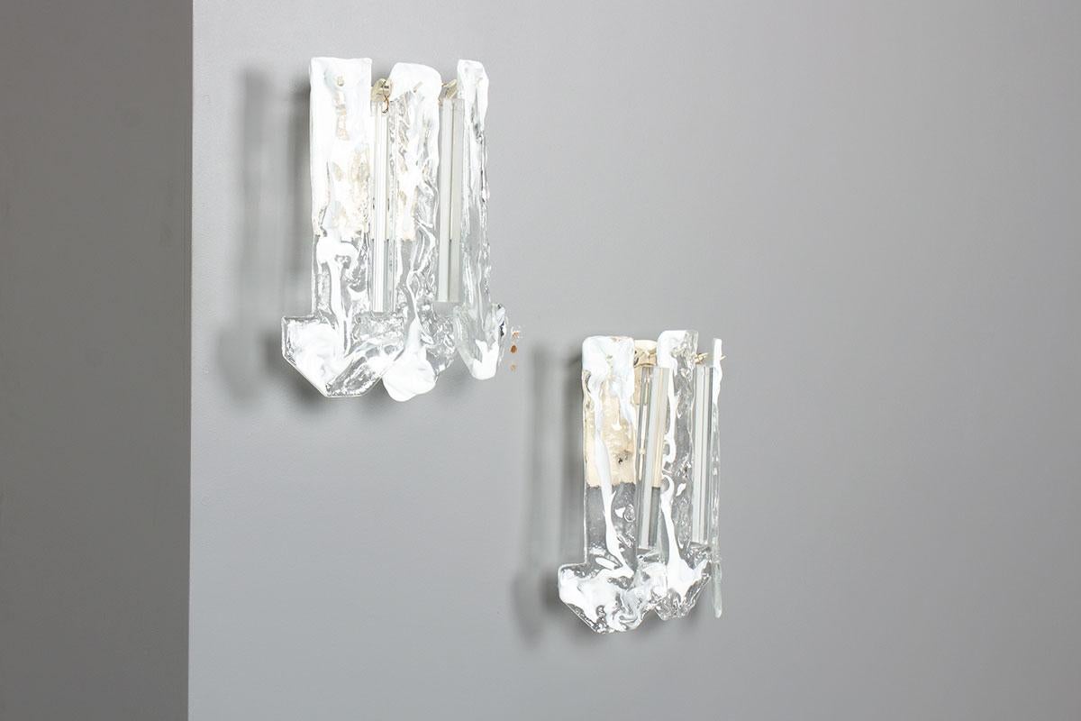 Set of 2 wall lights in Murano glass 1960 For Sale 1
