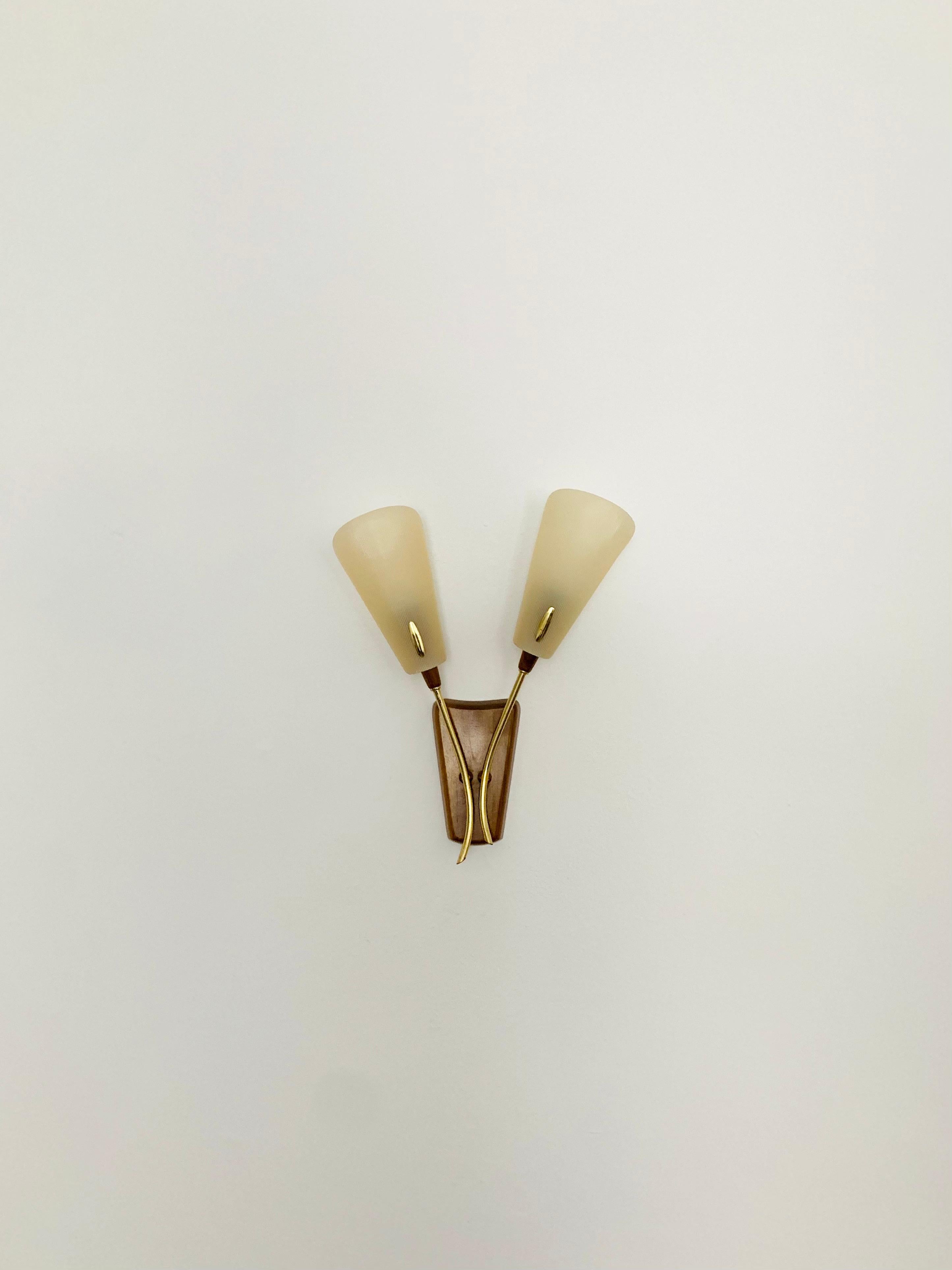 Mid-Century Modern Set of 2 Walnut Sconces by Temde For Sale