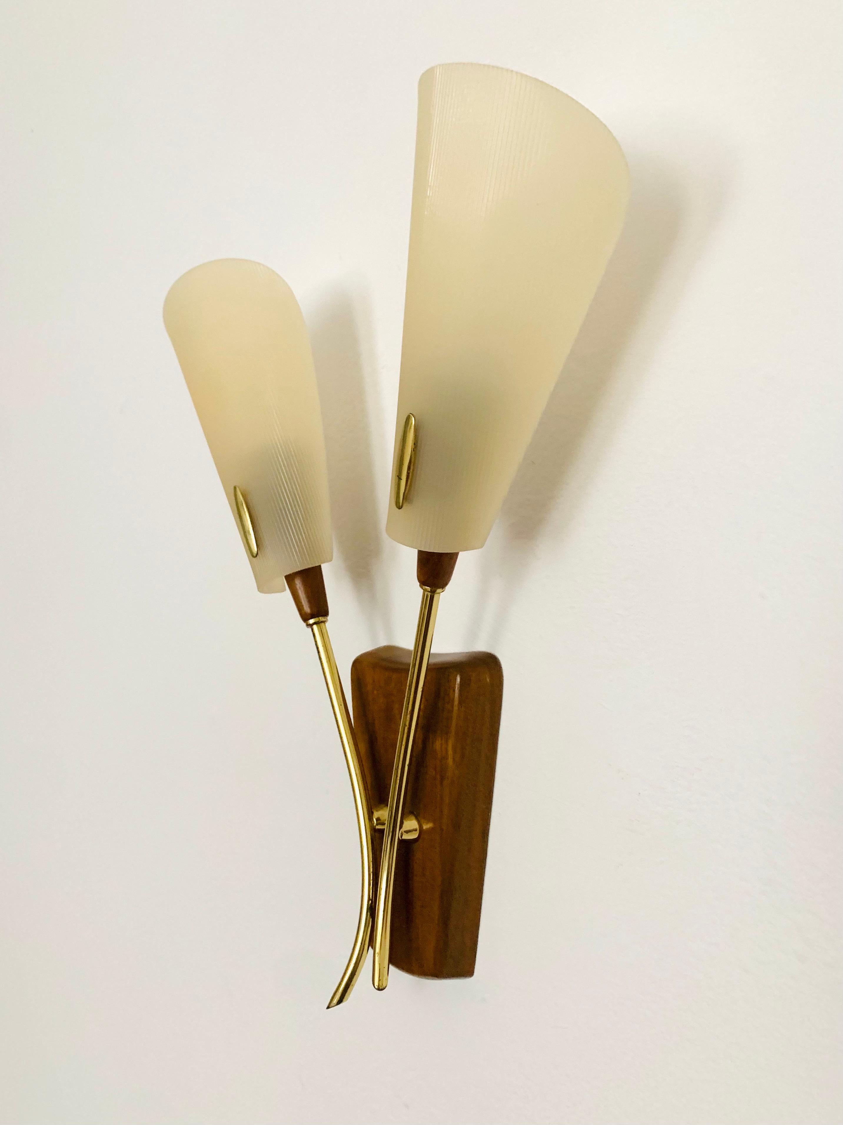 Set of 2 Walnut Sconces by Temde In Good Condition For Sale In München, DE