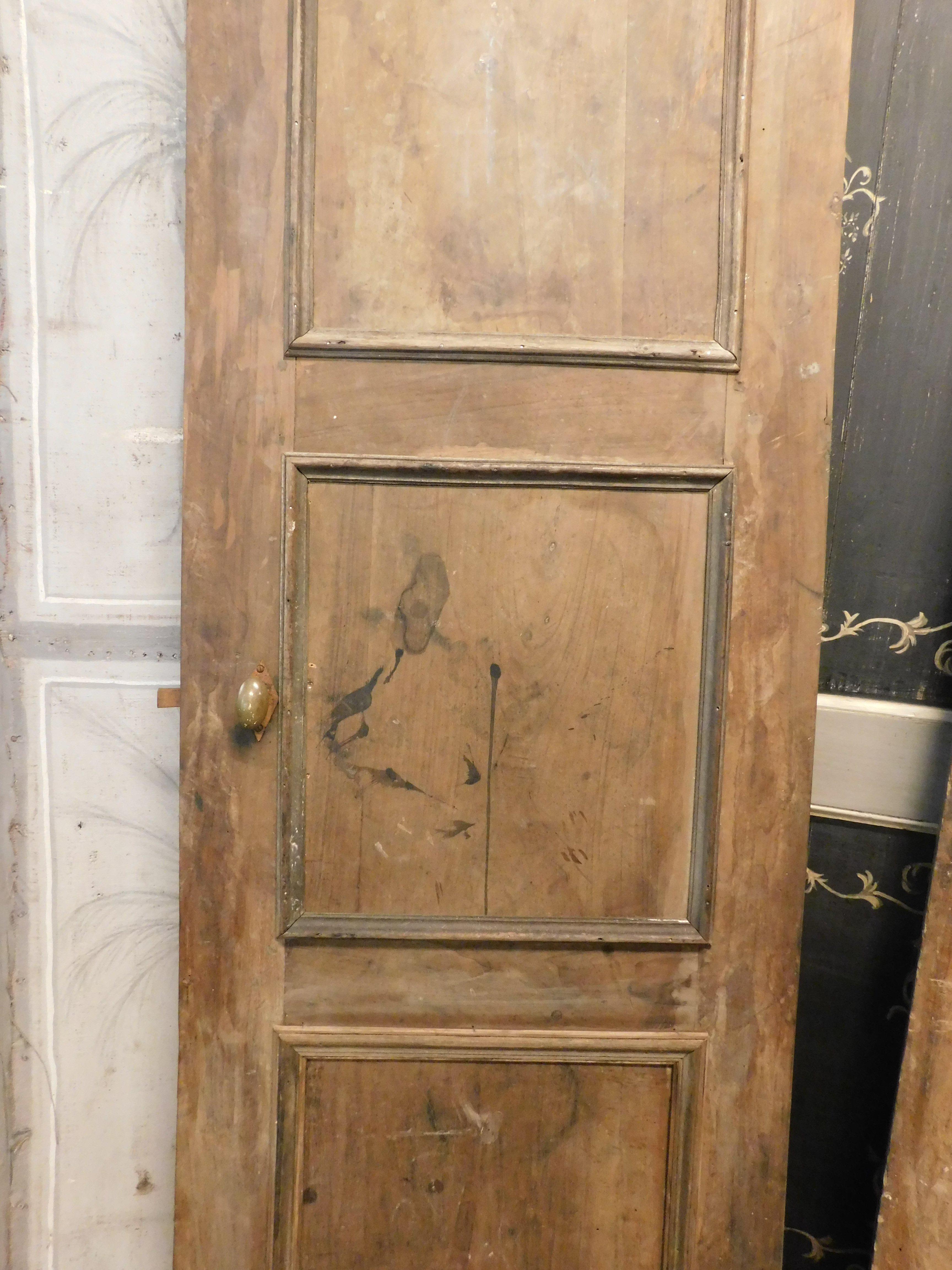 Hand-Crafted Set of 2 Walnut Wood Paneled Doors, 18th Century Italy For Sale