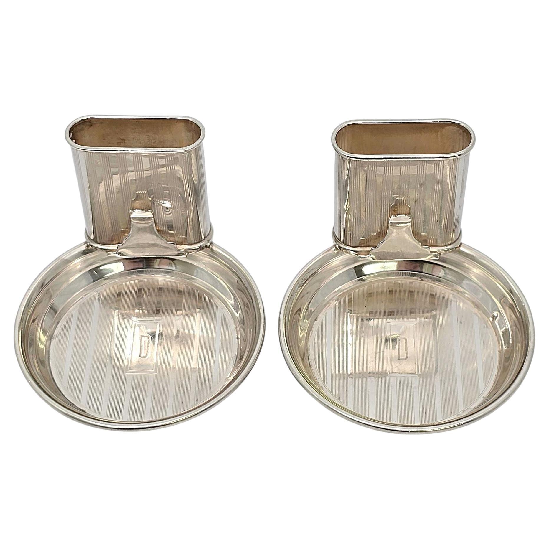 Set von 2 Webster-Aschenbecherschalen aus Sterlingsilber mit Karten und passenden Platzhaltern mitMono 21308