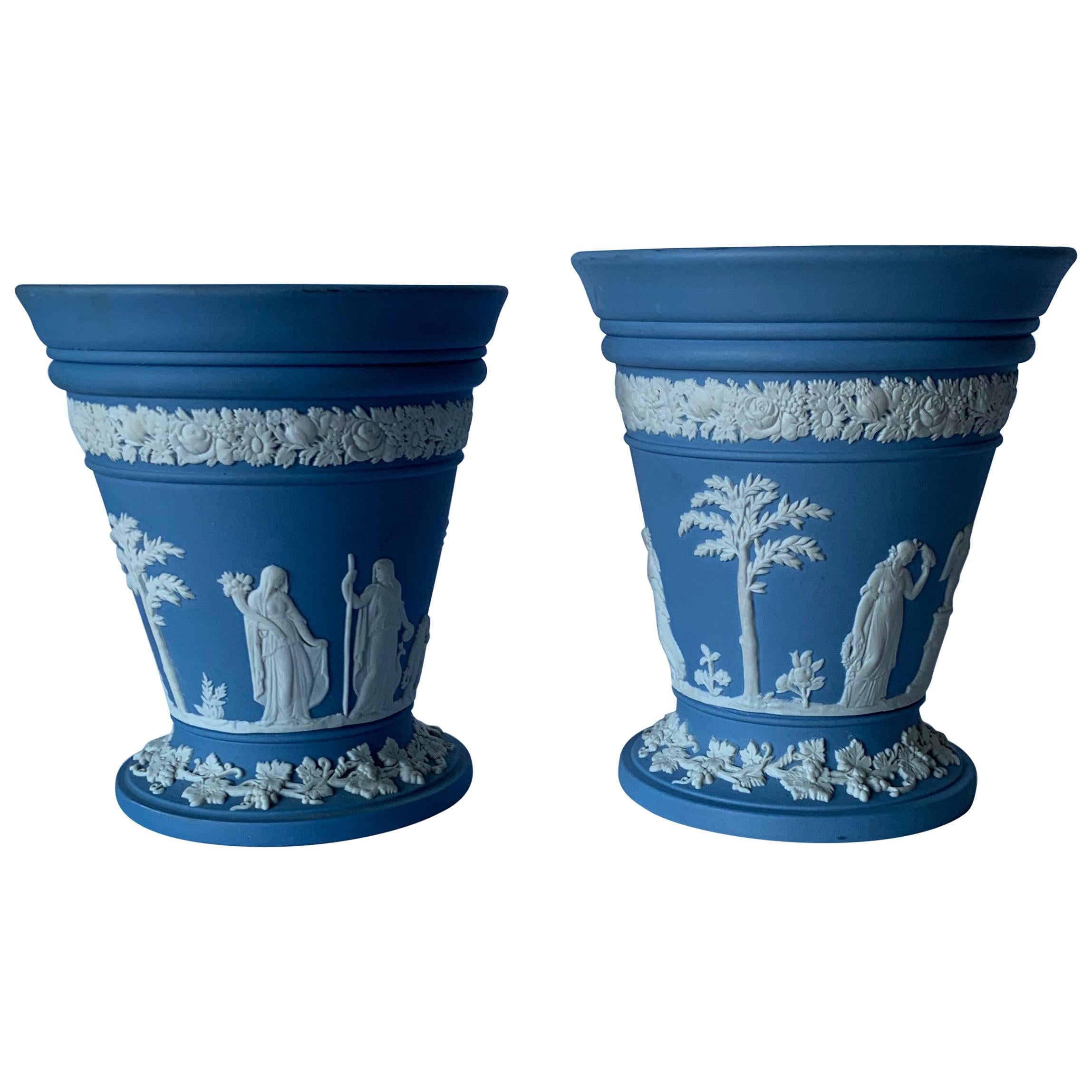 Wedgwood Light Blue Flower Vases, Set of 2