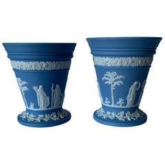 Wedgwood Light Blue Flower Vases, Set of 2