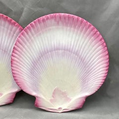 Set of 2 Wedgwood Pink Pearlware Dessert Plates in the Nautilus Pattern