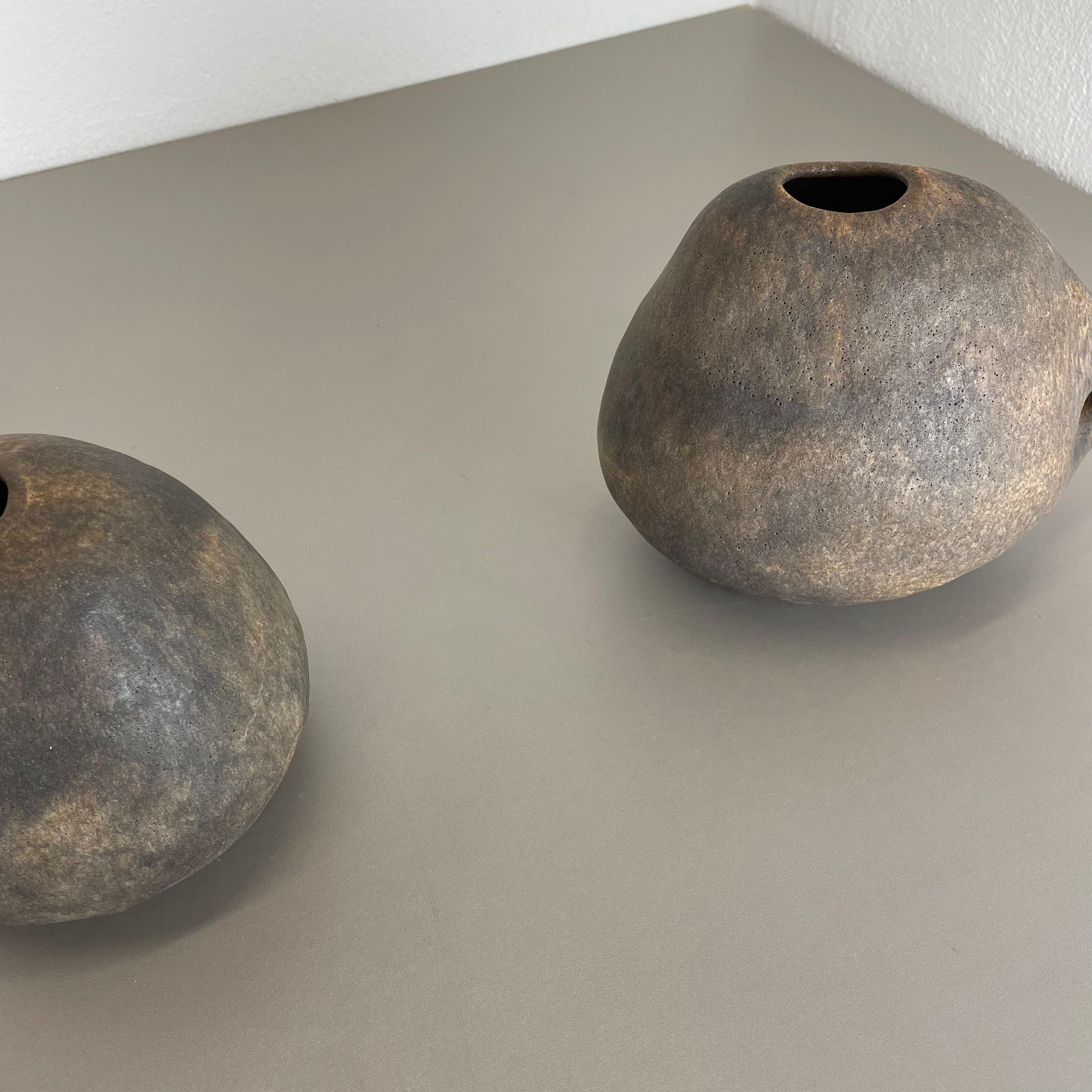 Satz von 2 westdeutschen Keramik-Studio-Vasen-Objekten von Helmut Schäffenacker, 1960er Jahre im Angebot 4