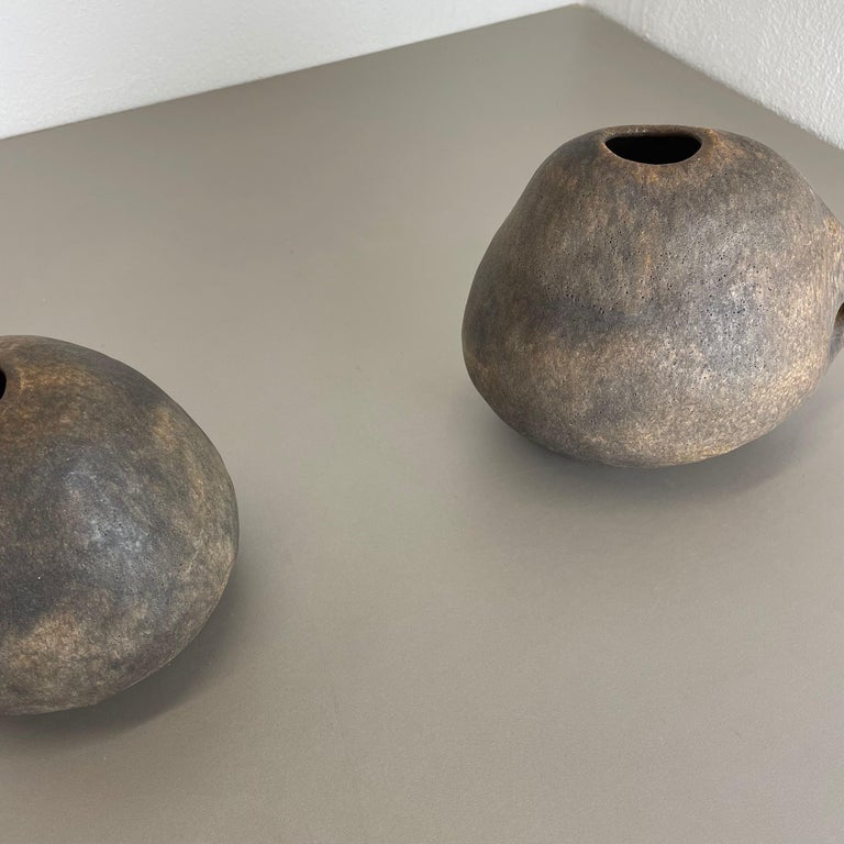 Set of 2 West German Ceramic Studio Vase Object by Helmut Schäffenacker, 1960s For Sale 7