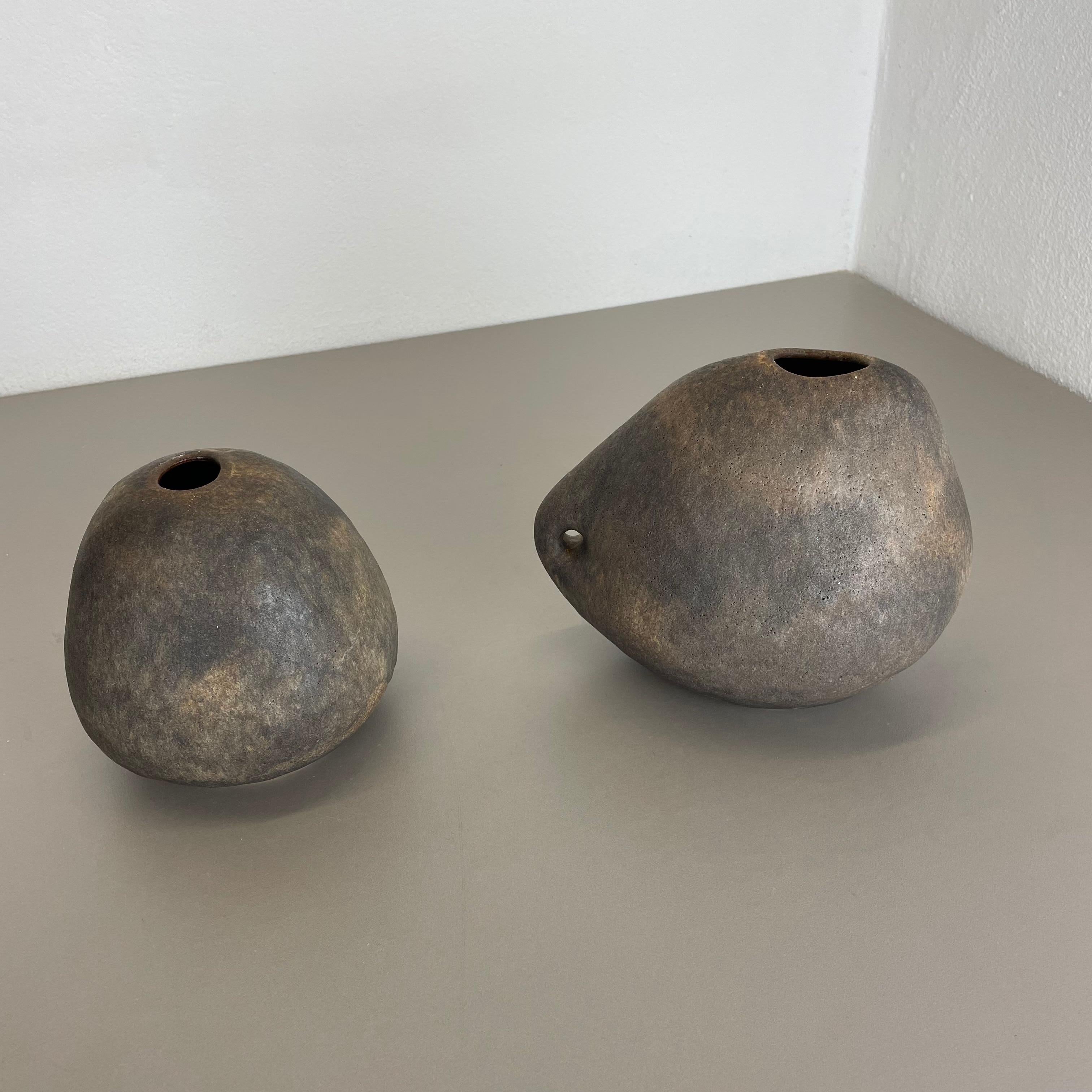 Satz von 2 westdeutschen Keramik-Studio-Vasen-Objekten von Helmut Schäffenacker, 1960er Jahre im Angebot 9