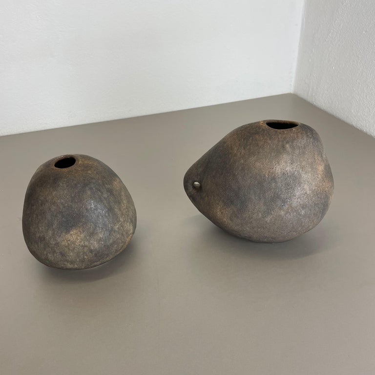 Set of 2 West German Ceramic Studio Vase Object by Helmut Schäffenacker, 1960s For Sale 12
