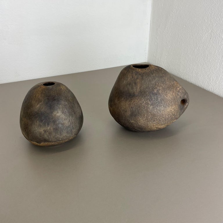 Set of 2 West German Ceramic Studio Vase Object by Helmut Schäffenacker, 1960s In Good Condition For Sale In Kirchlengern, DE