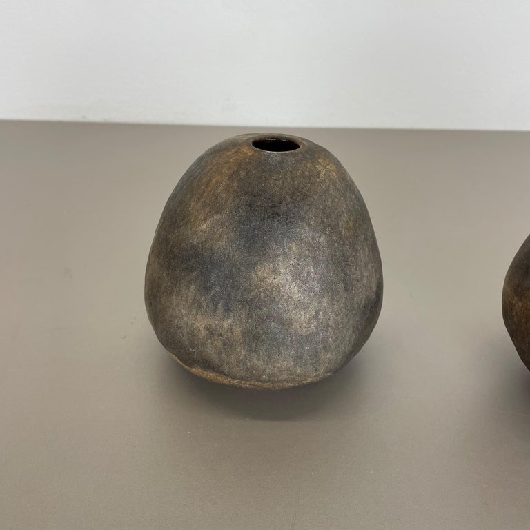 Set of 2 West German Ceramic Studio Vase Object by Helmut Schäffenacker, 1960s For Sale 1
