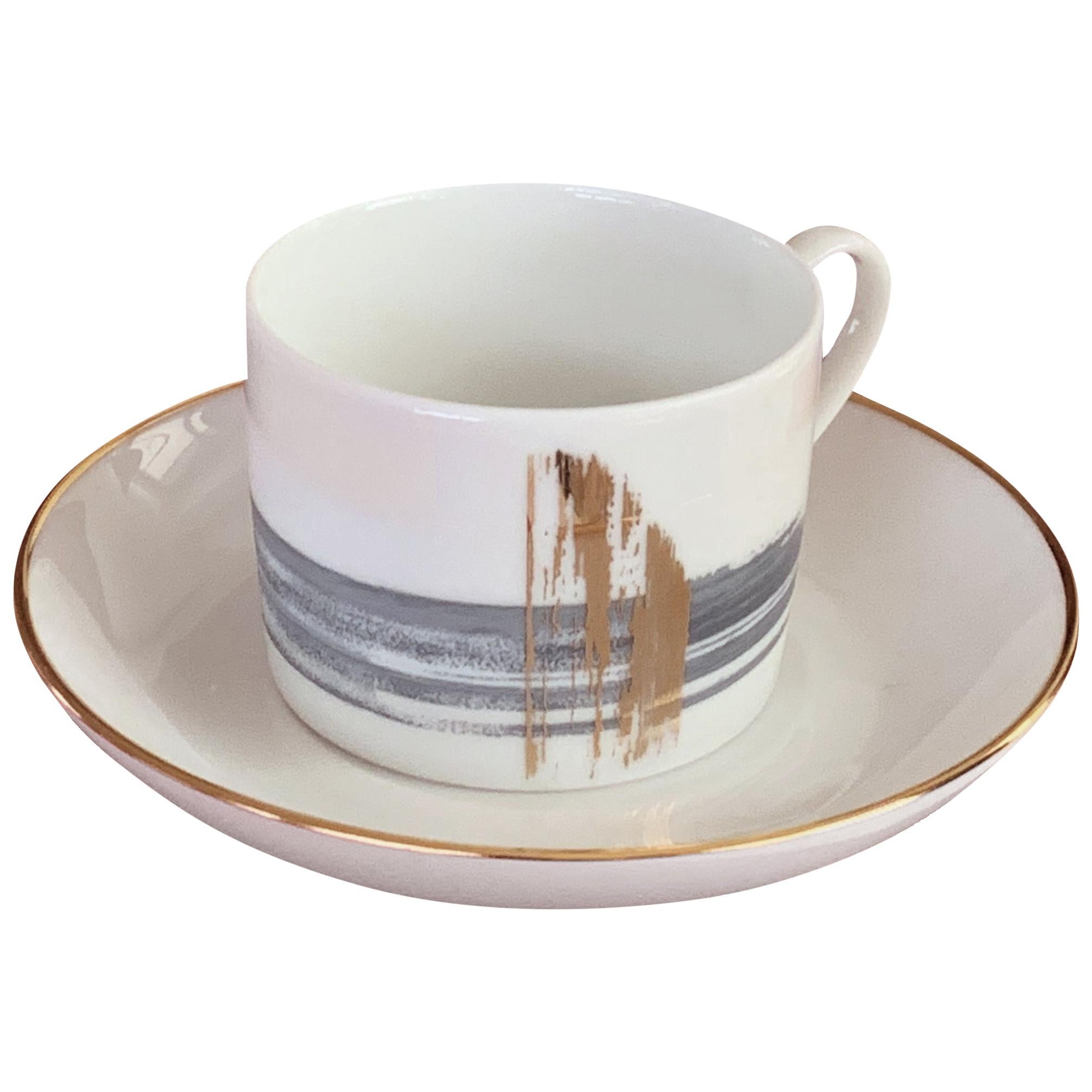 Set de 2 tasses à thé occidentales avec soucoupe Brosse artisanale André Fu Living Nouveau