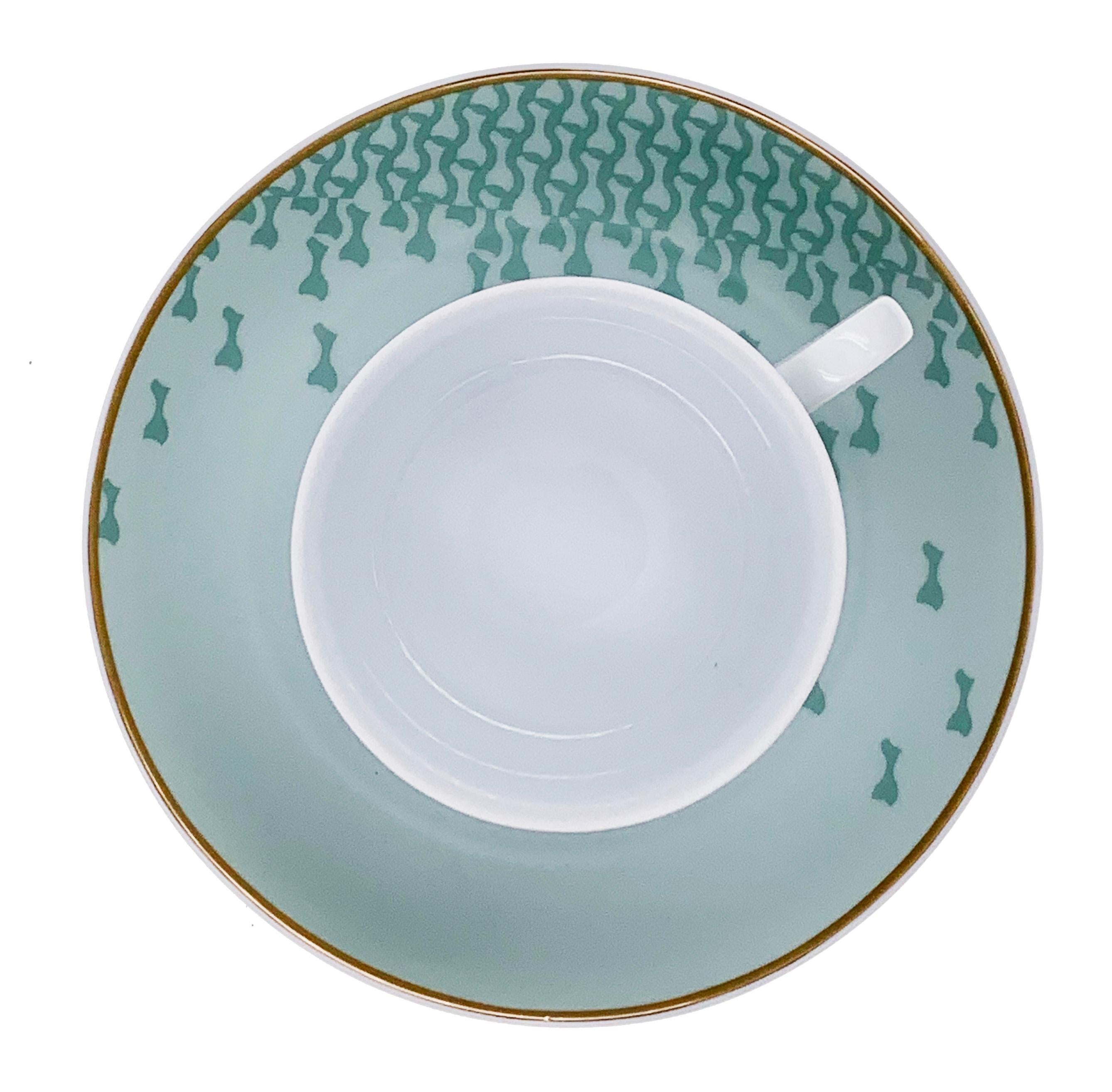 Moderne Ensemble de 2 tasses à thé occidentales avec soucoupe Rythme André Fu Living Nouveau en vente