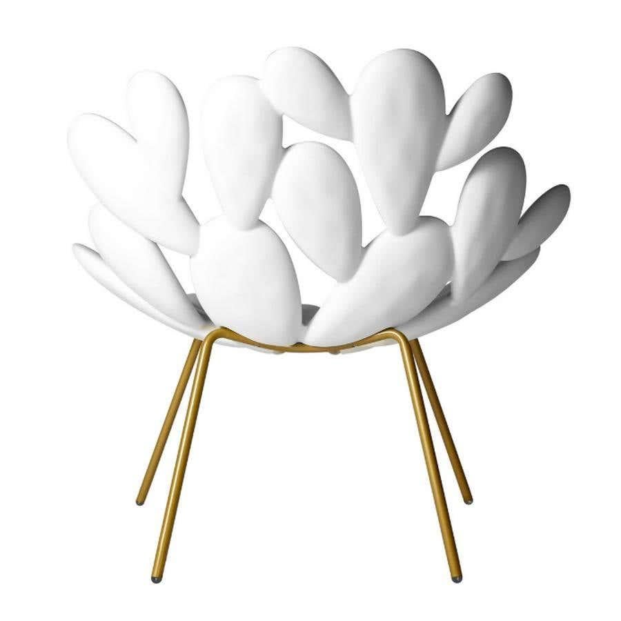 Italian Set of 2 White and Brass Outdoor Cactus Chairs, Made in Italy  For Sale
