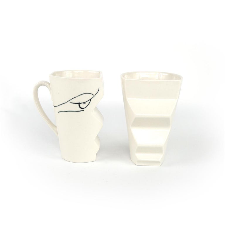 Set of 2 White Ceramic 'Kissing" Mugs Designed and Made by Studio Zwartjes  For Sale at 1stDibs | kissing mugs