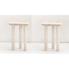 Juego de 2 taburetes blancos con huellas dactilares by Victor Hahner