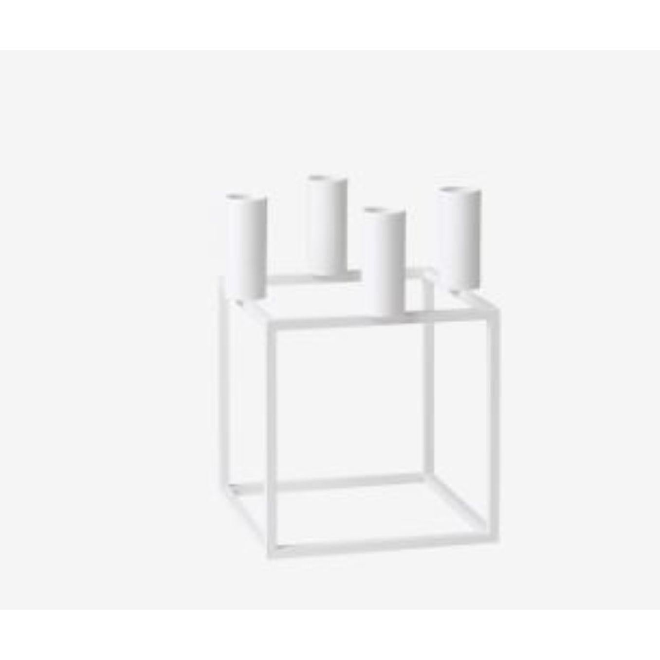 Set of 2 white kubus and base 4 candle holder by Lassen
Dimensions: D 14 x W 14 x H 20 cm 
Materials: Metal 
Also available in different dimensions. 
Weight: 1.50 Kg

A new small wonder has seen the light of day. Kubus Micro is a stylish,