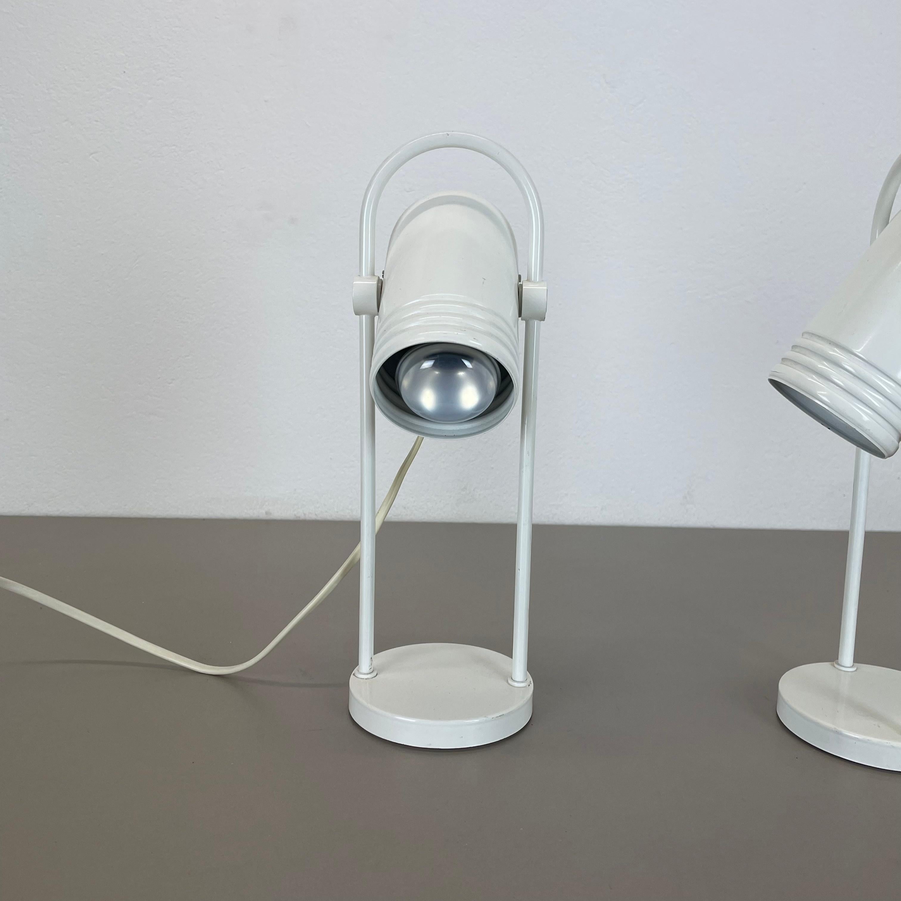 Set of 2 White Metal Table Lights by Rolf Krüger for Heinz Neuhaus Leuchten 1970 For Sale 6