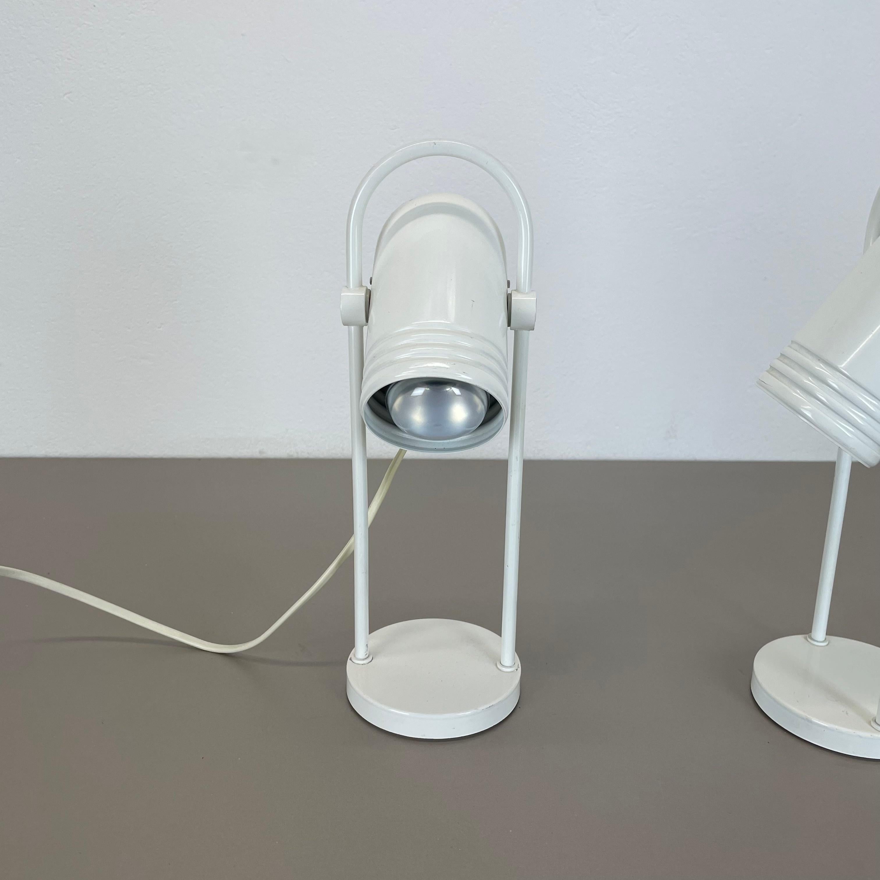 Set of 2 White Metal Table Lights by Rolf Krüger for Heinz Neuhaus Leuchten 1970 For Sale 11