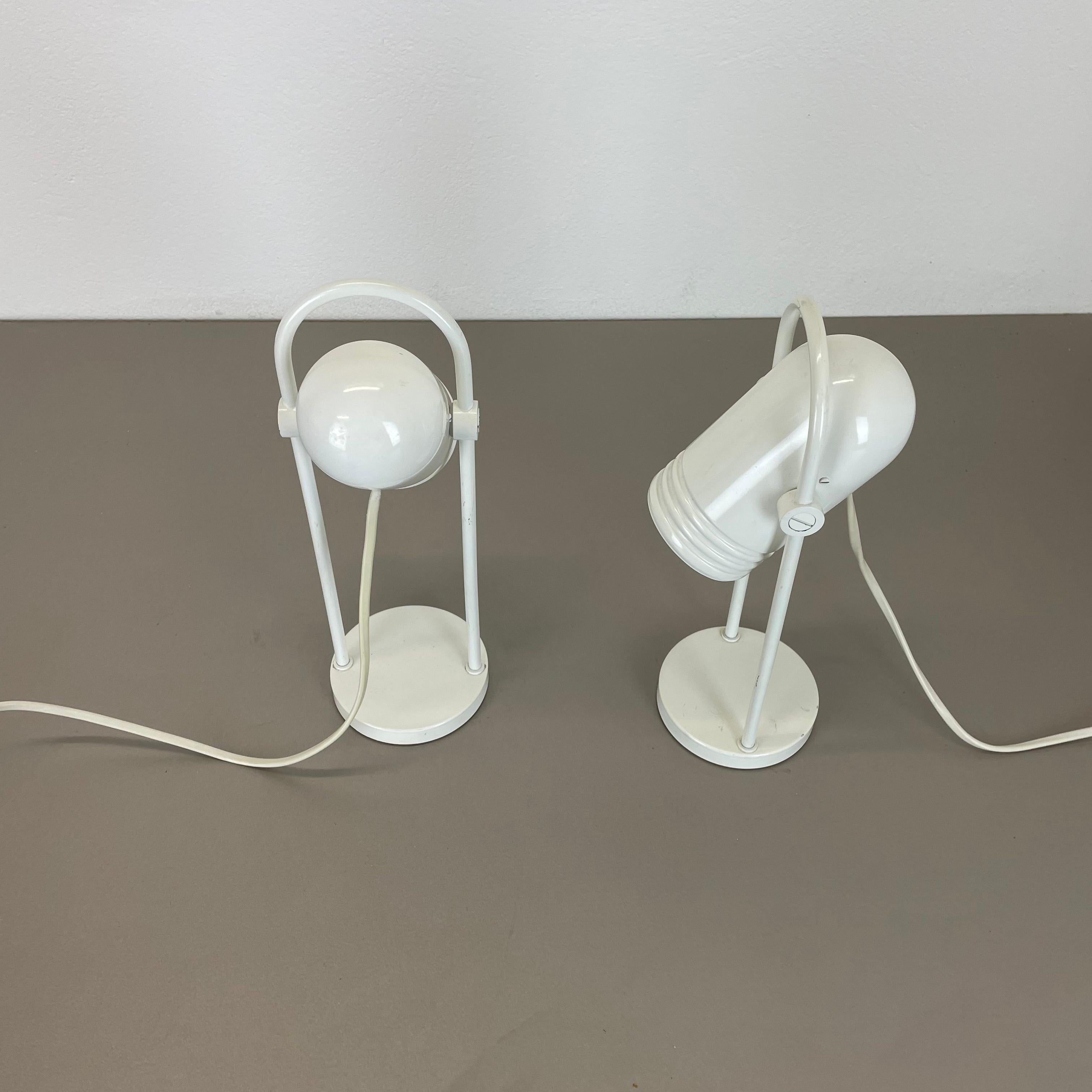 Set of 2 White Metal Table Lights by Rolf Krüger for Heinz Neuhaus Leuchten 1970 For Sale 12