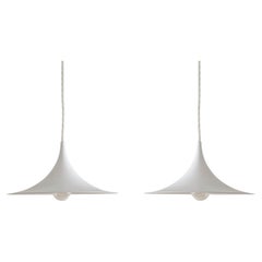 Set of 2 White "Micro" Semi Pendants by Claus Bonderup & Torsten Thorup for Lyfa