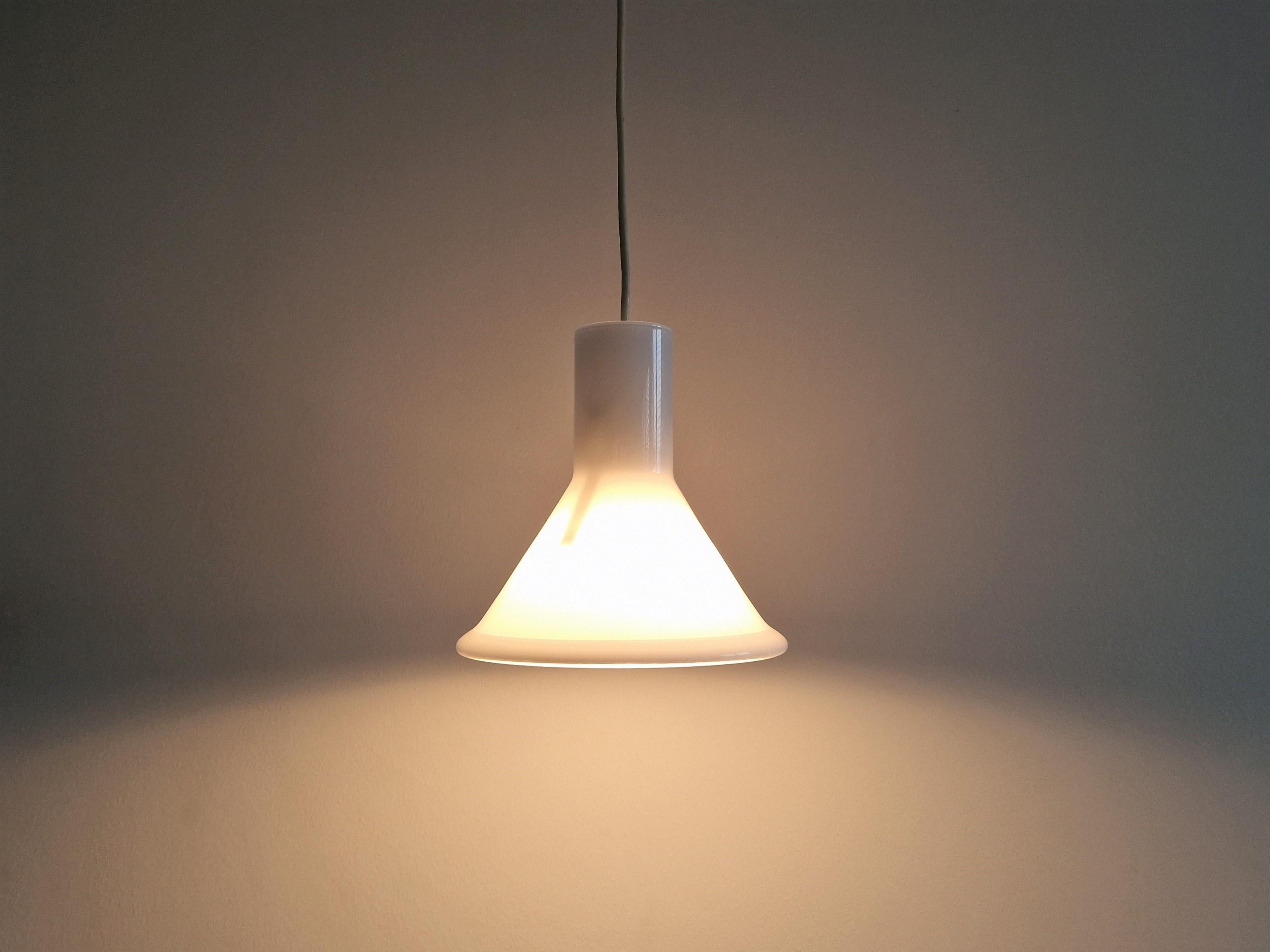 Late 20th Century Set of 2 White Mini P&T Pendant Lamps by Michael Bang for Holmegaard