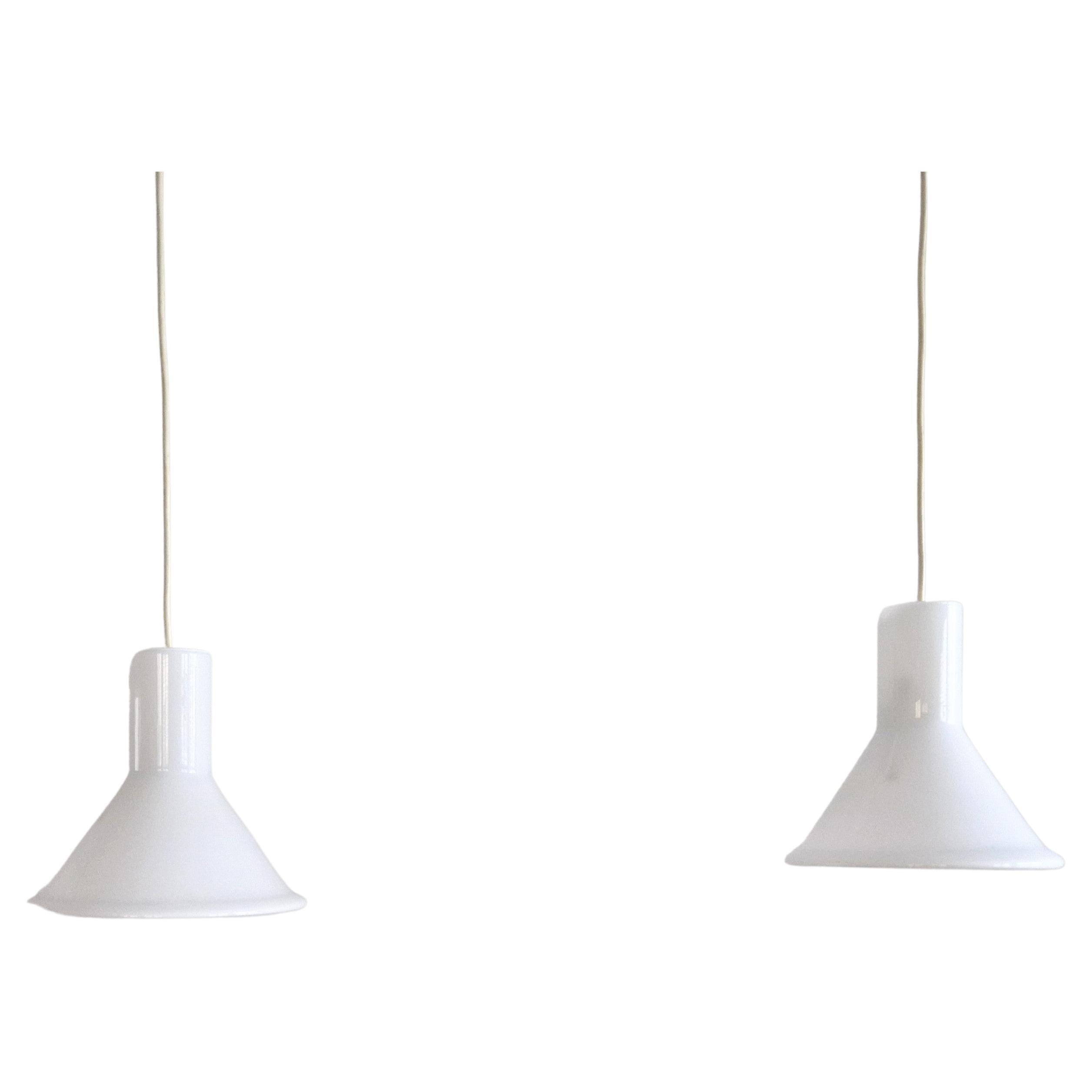 Set of 2 White Mini P&T Pendant Lamps by Michael Bang for Holmegaard
