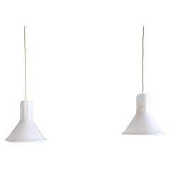 Set of 2 White Mini P&T Pendant Lamps by Michael Bang for Holmegaard