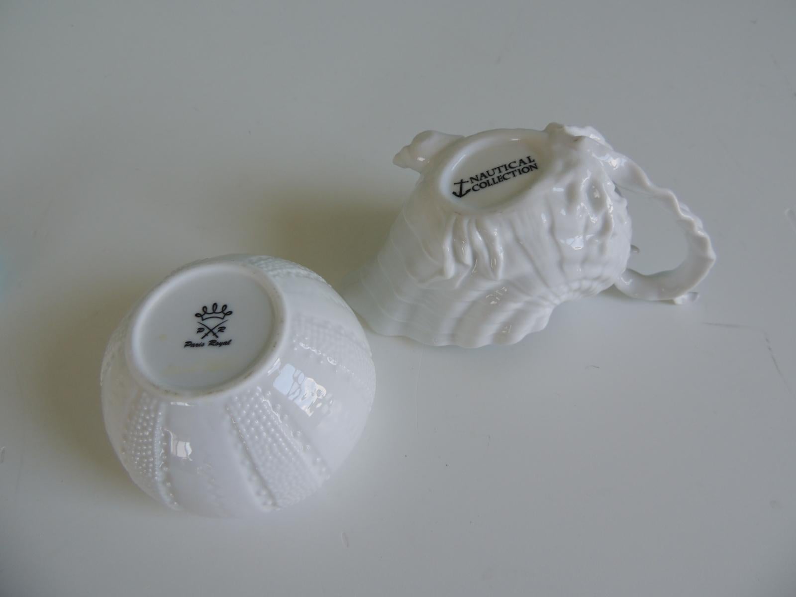 Late 20th Century Set of '2' White Nautical Theme Vintage Creamer & Sugar Holders/Serving Pieces