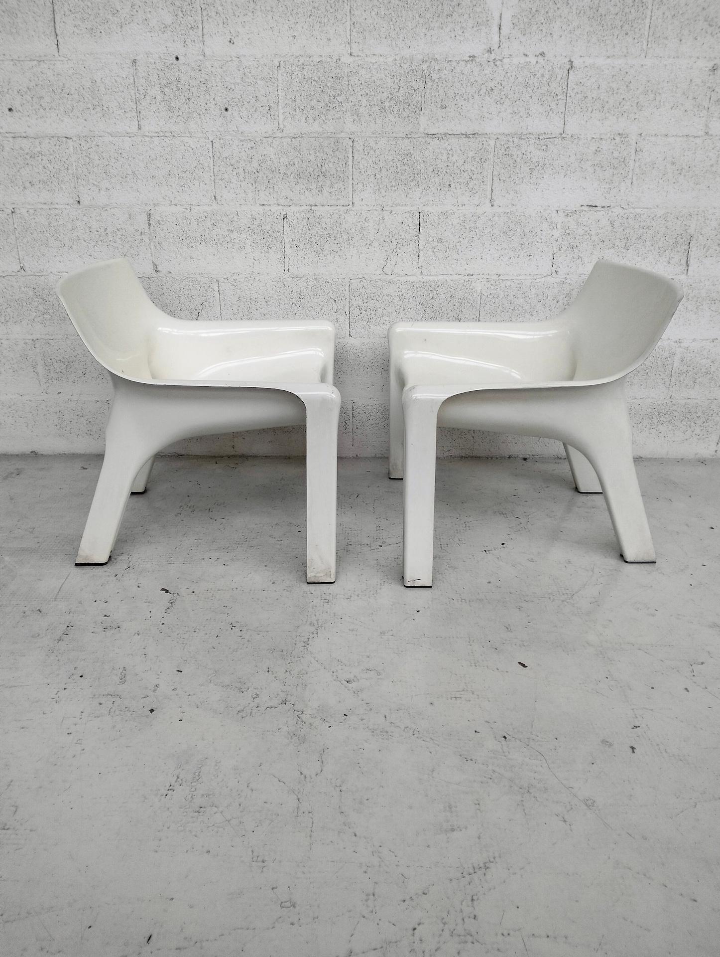 Juego de 2 sillones de plástico blanco modelo 