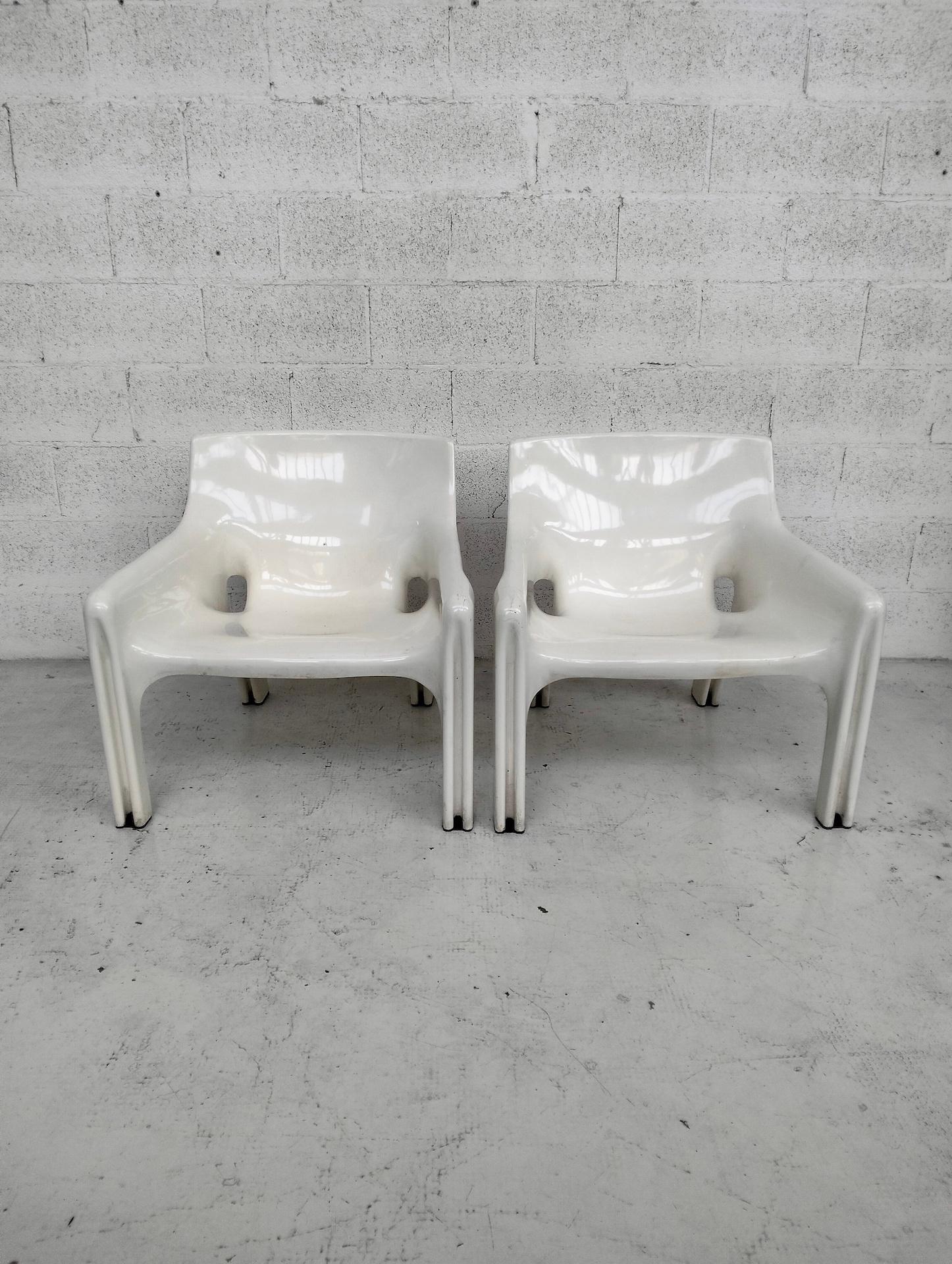 Juego de 2 sillones de plástico blanco modelo 