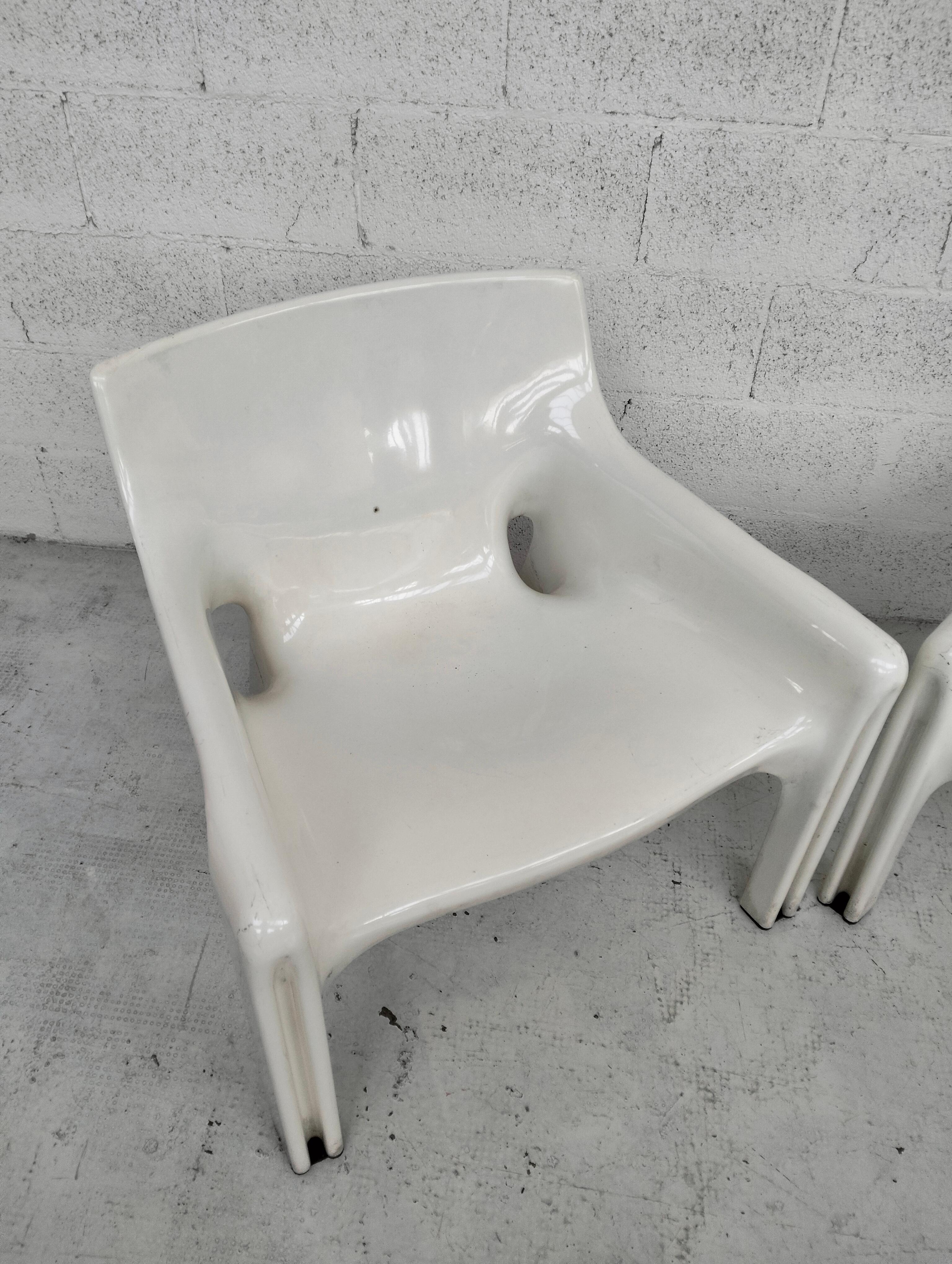 Juego de 2 sillones de plástico blanco modelo 