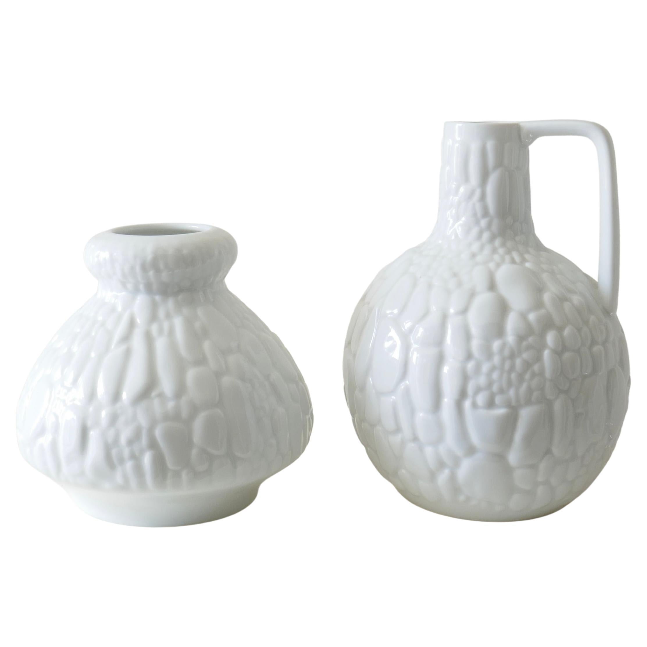 Set of 2 White Porcelain Vases by Kaiser, Germany, 1970s