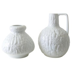 Retro Set of 2 White Porcelain Vases by Kaiser, Germany, 1970s