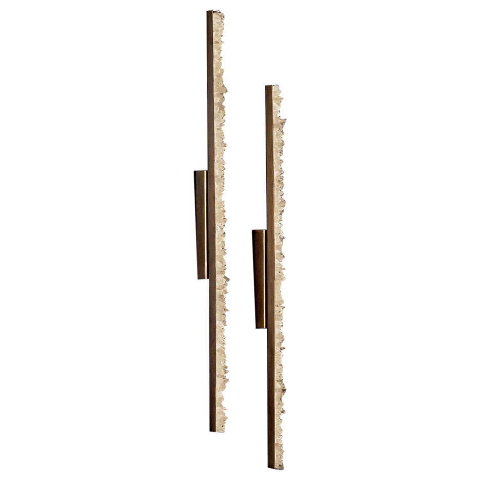 Set of 2 White Quartz Wall Light 120 by Aver