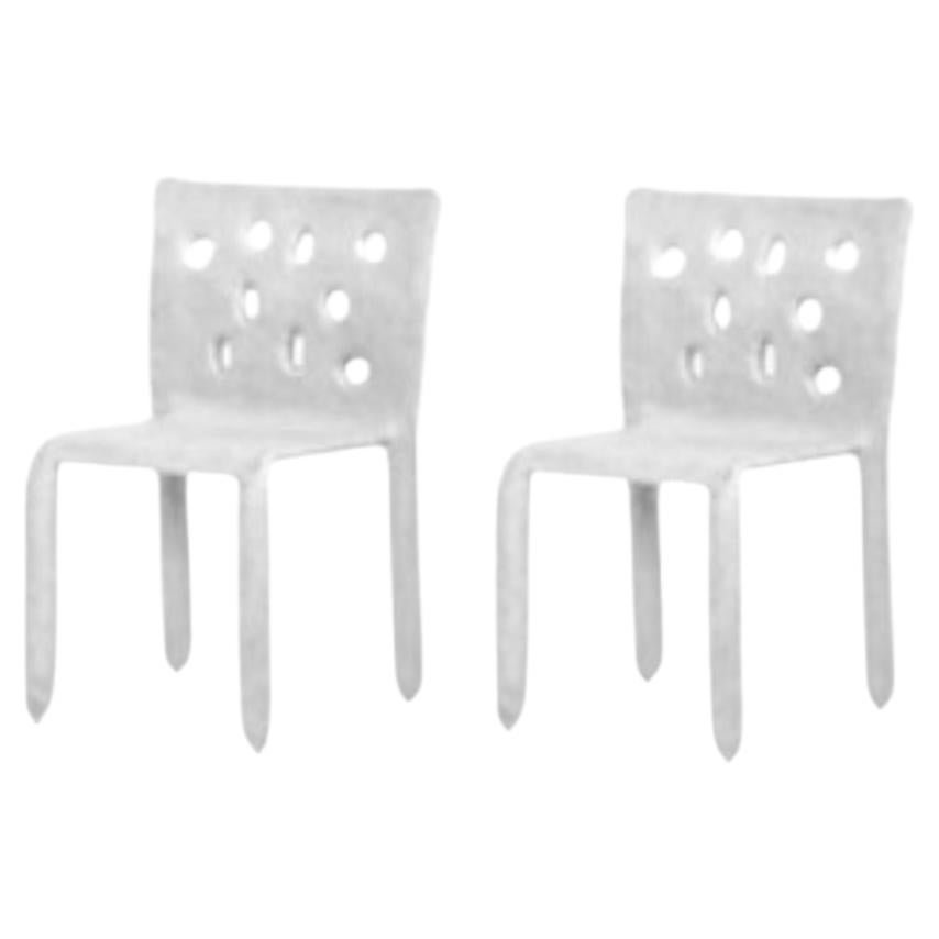 Set of 2 White Sculpted Contemporary Chairs by Faina