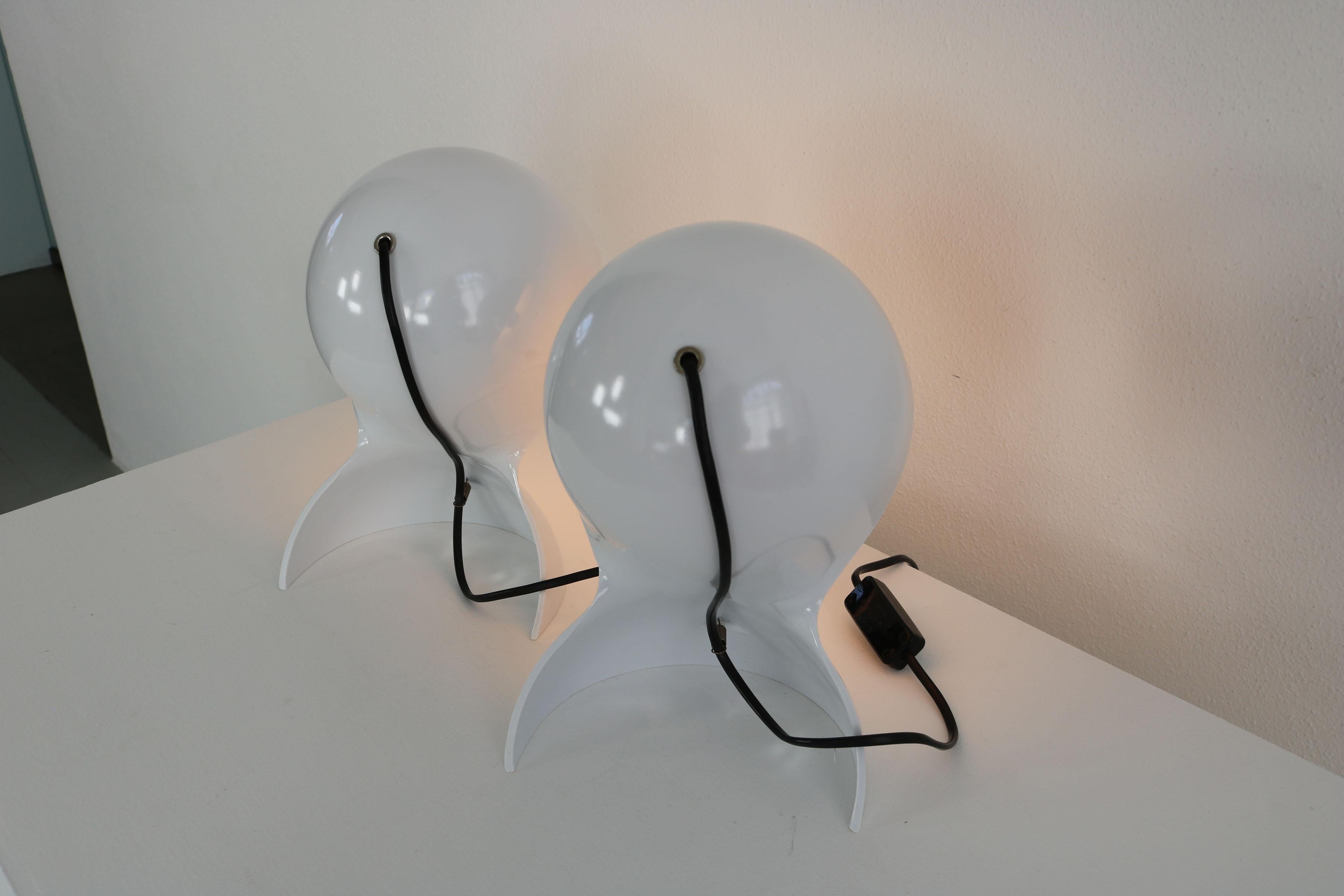 italien Ensemble de 2 lampes de table blanches 