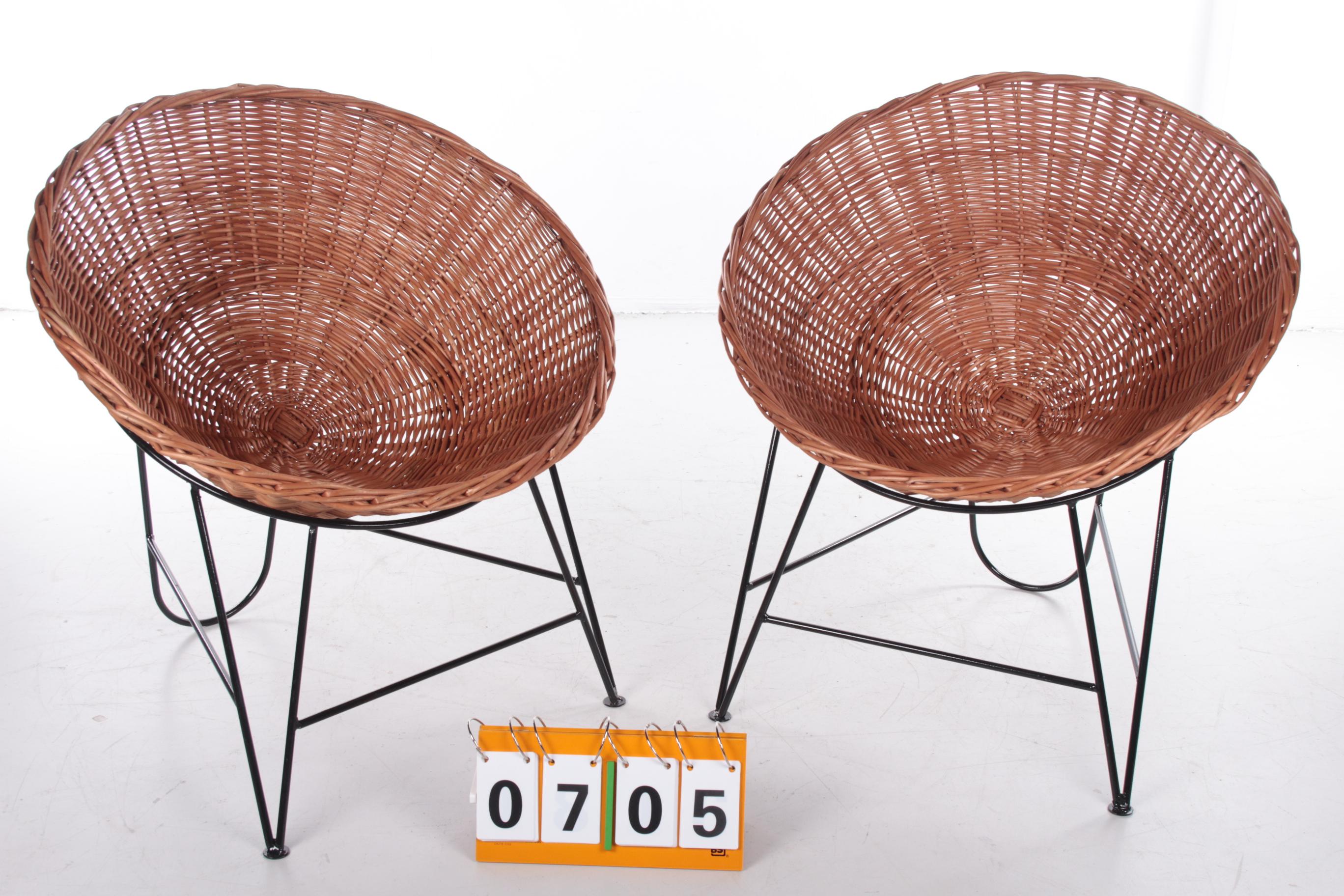 Mid-20th Century Set of 2 Wicker chairs  of Mathieu Matégot, France, 1950
