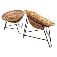 Retro Set of 2 wicker pod chairs from the 60s