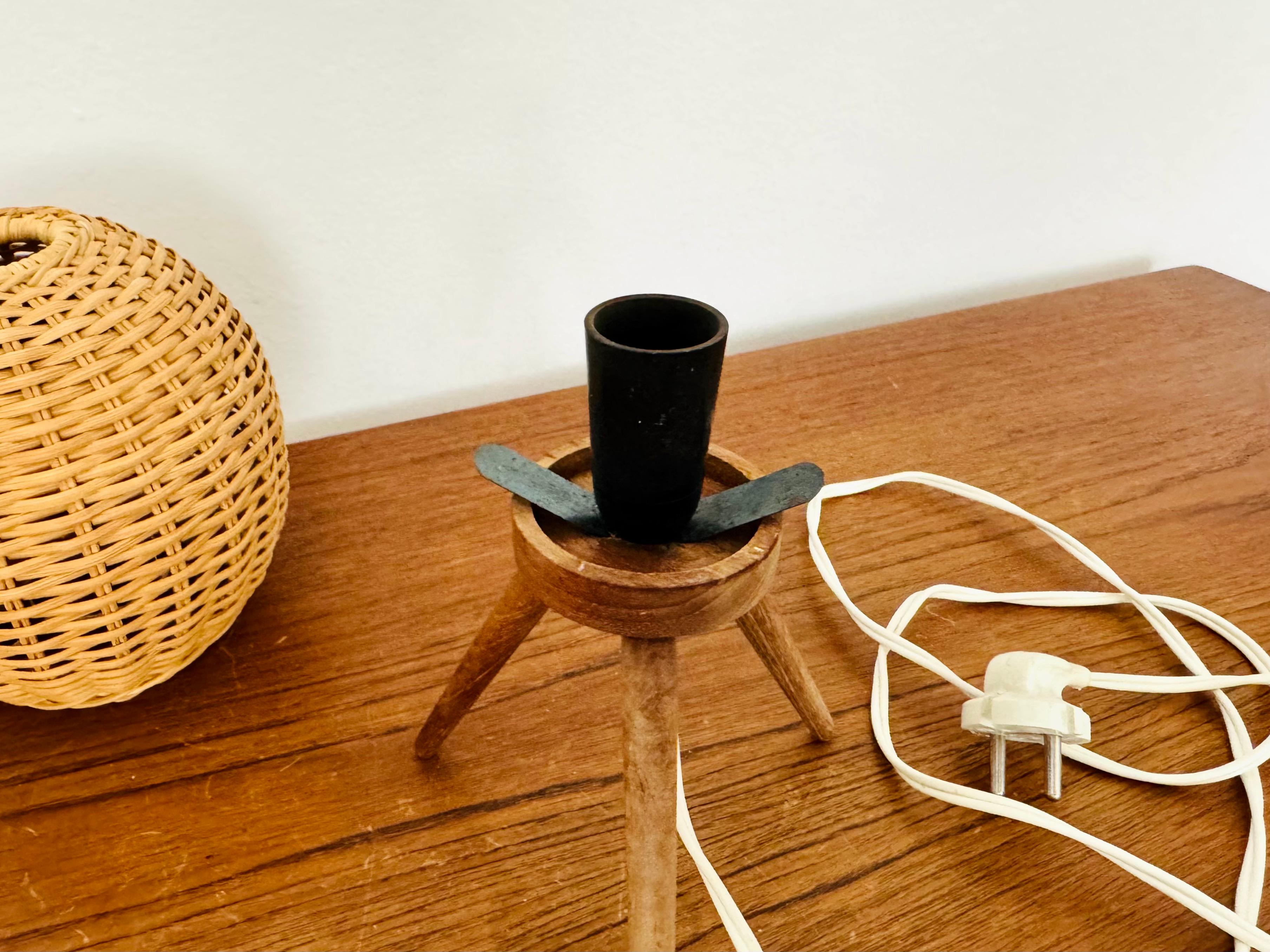 Set of 2 Wicker Tripod Table Lamps by Temde 8