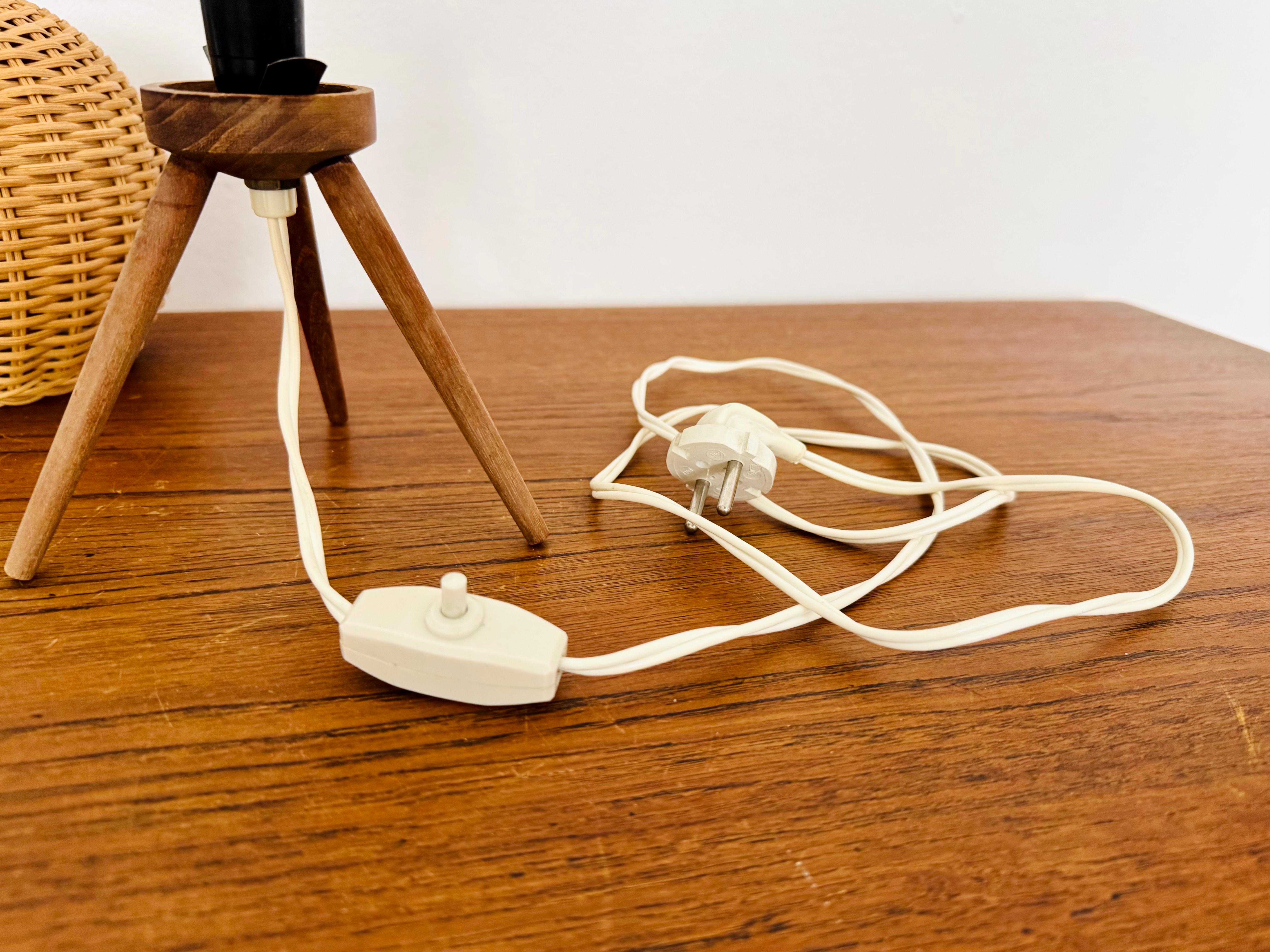 Set of 2 Wicker Tripod Table Lamps by Temde 9