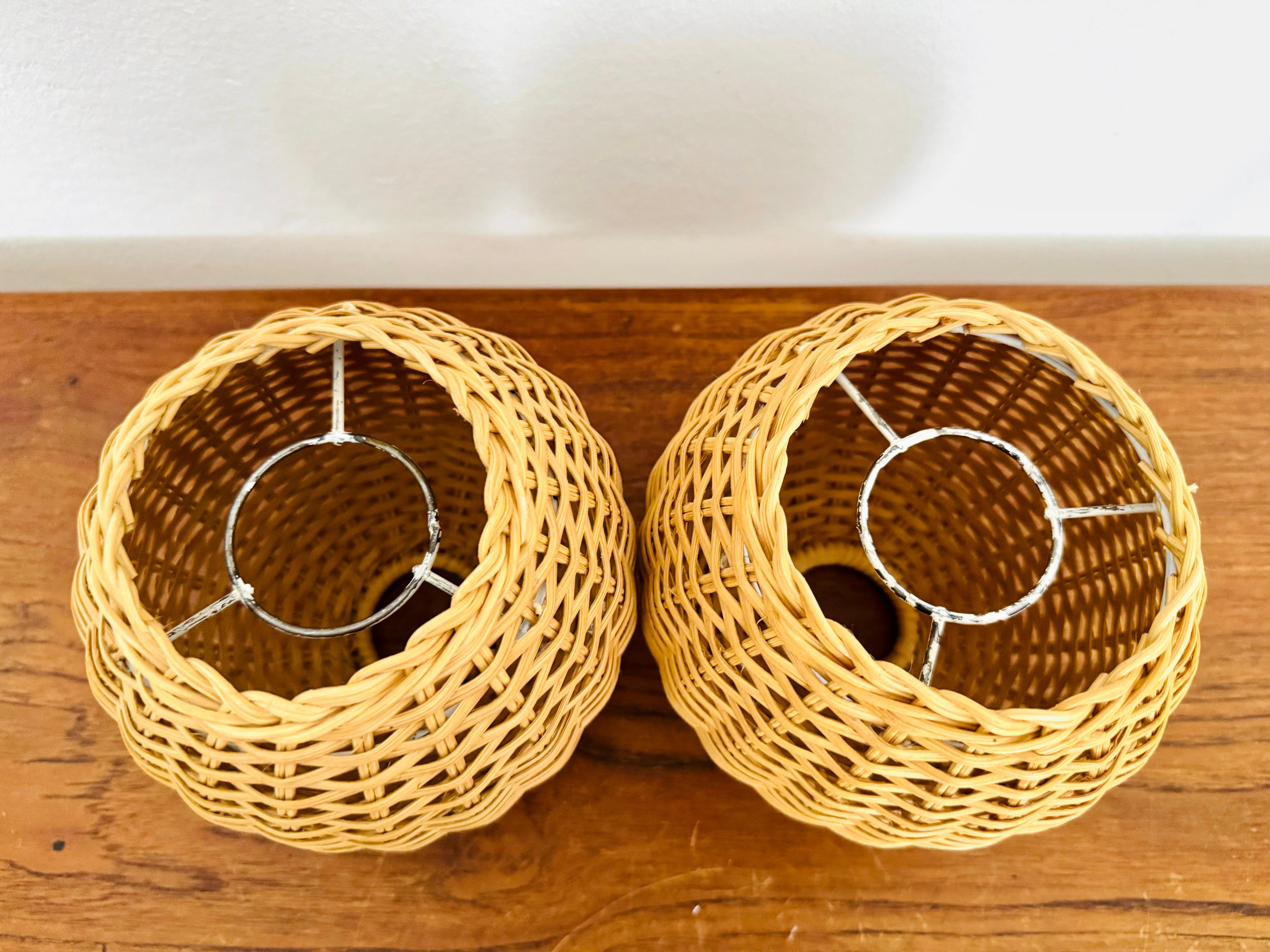 Set of 2 Wicker Tripod Table Lamps by Temde 10