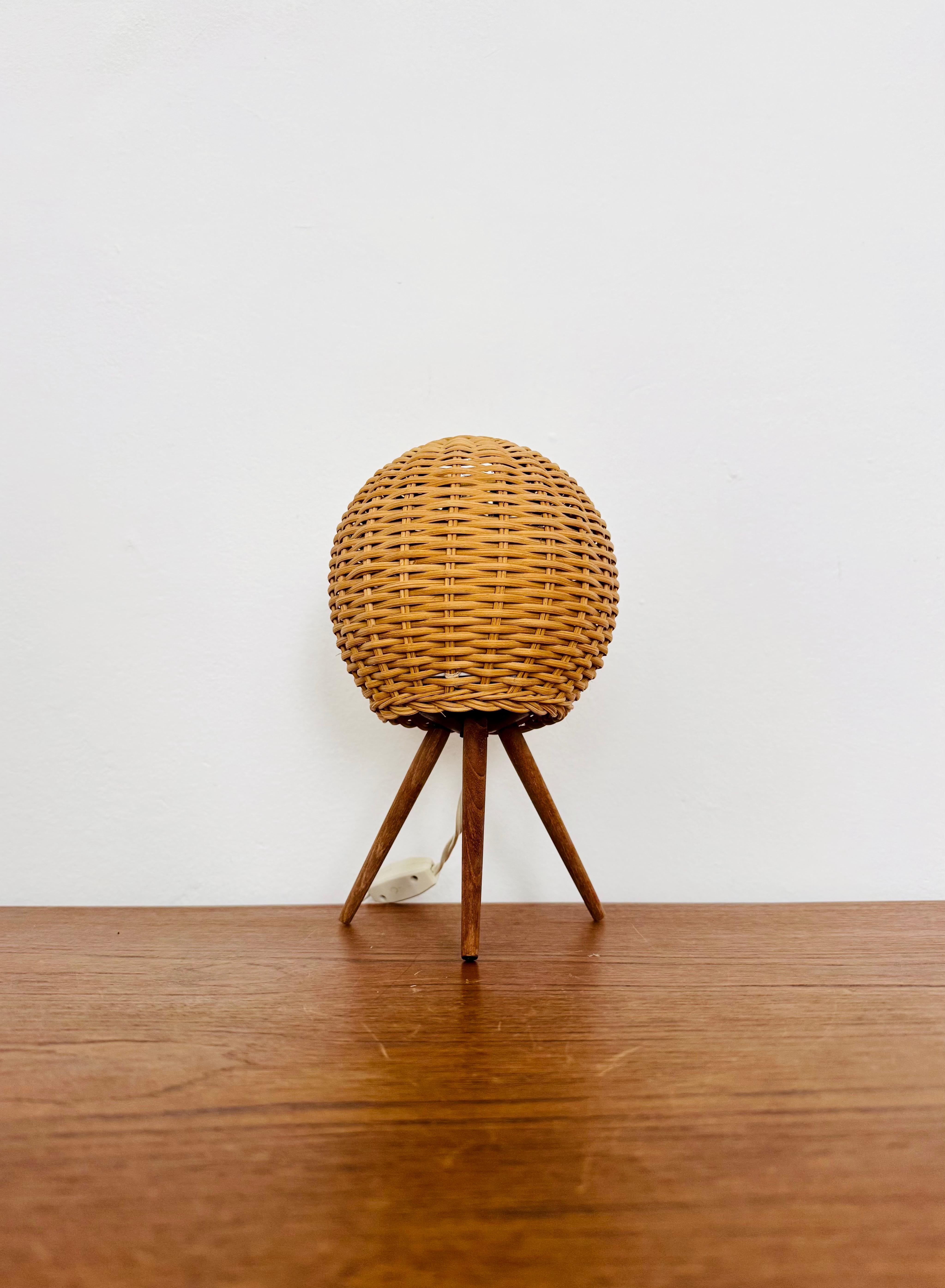 Set of 2 Wicker Tripod Table Lamps by Temde 1