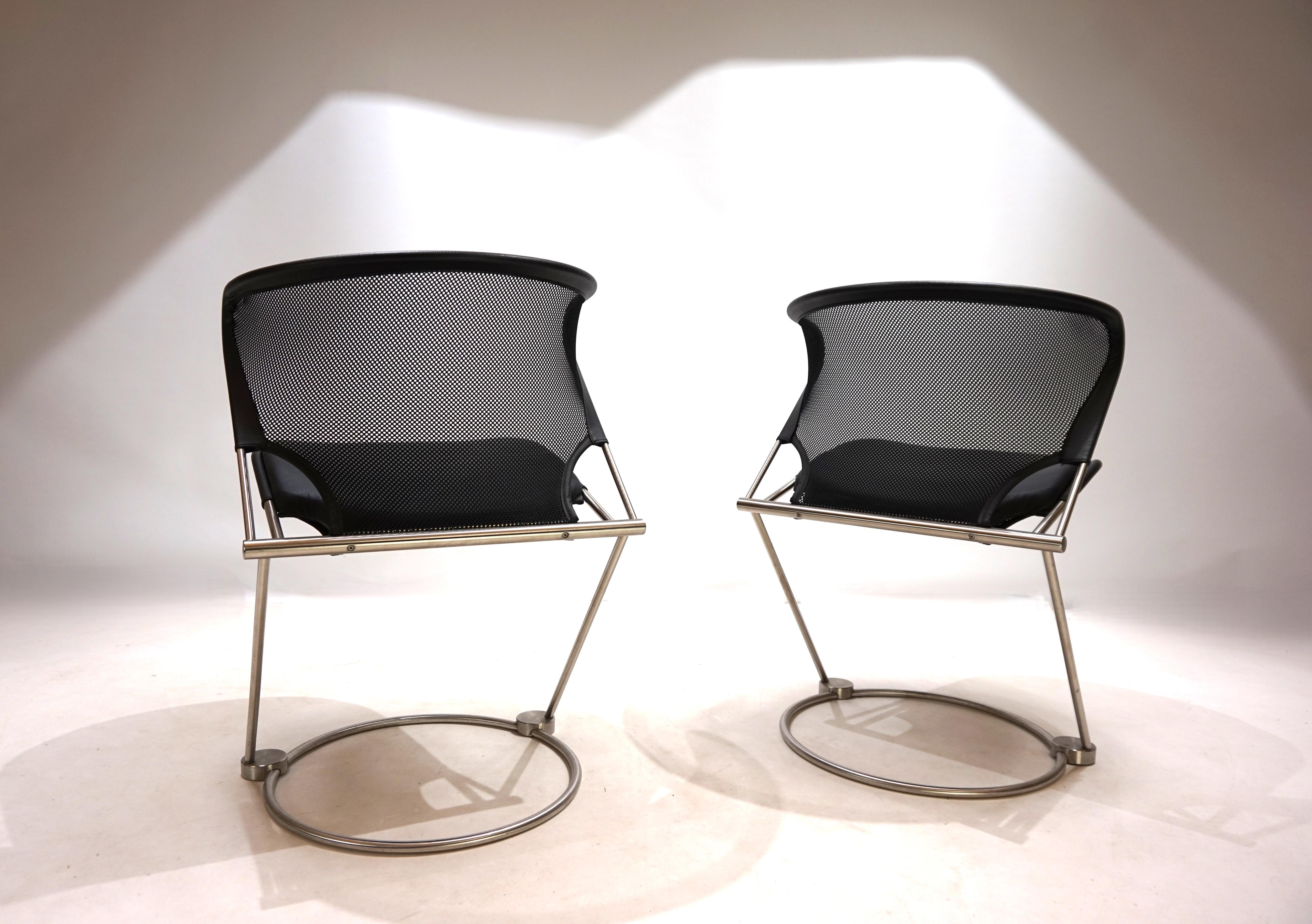 Ensemble de 2 chaises de conférence / de salle à manger Wilkhahn Nuvola par Herbert Ohl, 1980 Bon état - En vente à Ludwigslust, DE